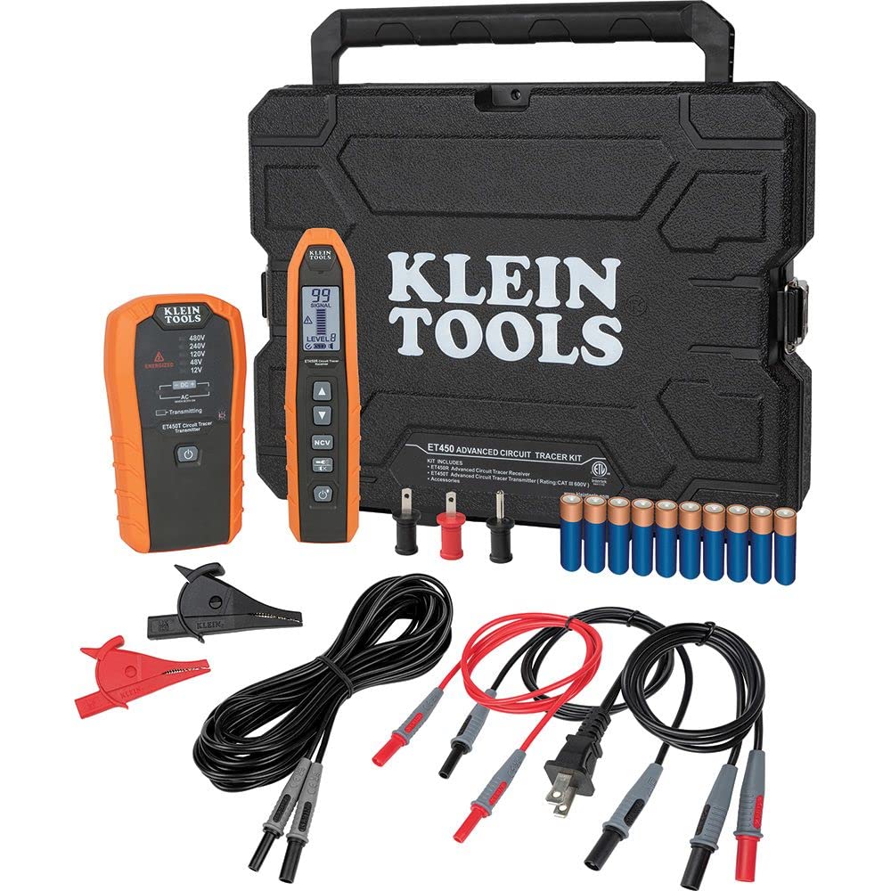 Klein Tools ET600 Multimeter, Megohmmeter Insulation Tester, 4000 Ohms Resistance, 125V/250V/500V/1000V, Auto-Ranging TRMS Multimeter & ET450 Advanced Circuit Breaker Finder and Wire Tracer Kit