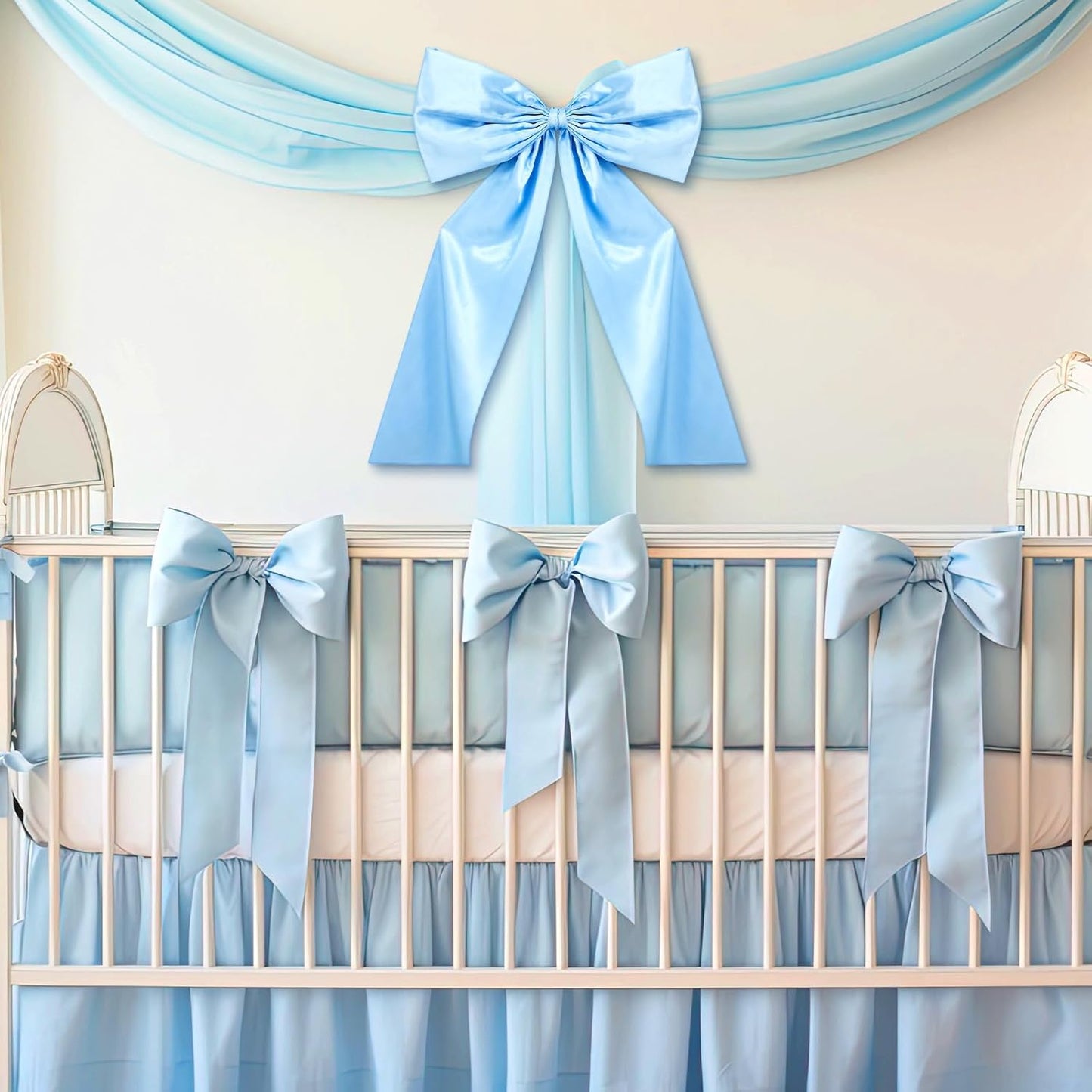 Wavwavw Sky Blue Large Bow Decor - Giant Satin Ribbon Tie for Birthday & Wedding Decor | 24 x 18 Inches