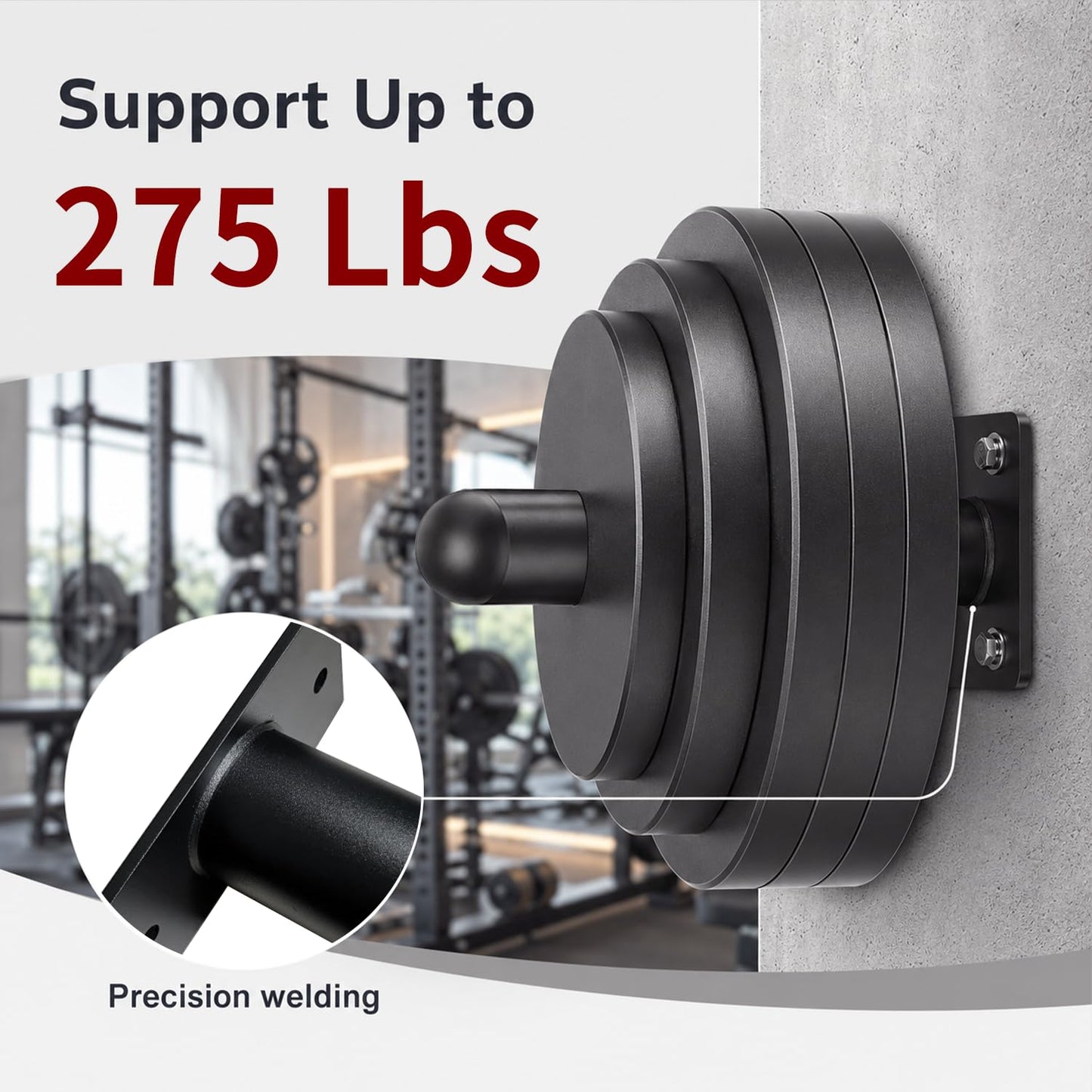 Rumoid 4 Pack Wall Mounted Weight Plate Holder, Weight Plate Holder for 2" Olympic Weight Plates, weight plate rack With Protective Rubber Pad for Garage Home Gym