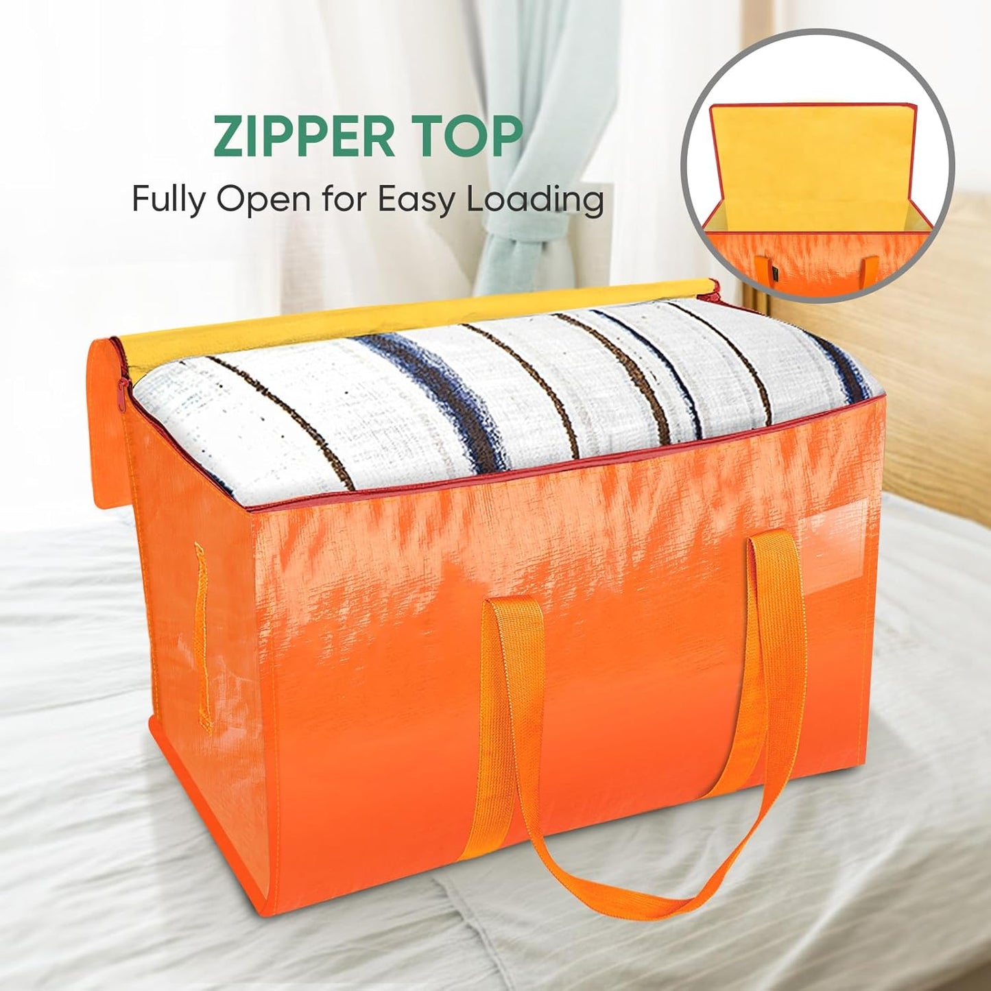 BALEINE 8-Pack Oversized Moving Bags - Heavy-Duty Storage Totes with Reinforced Handles | Orange