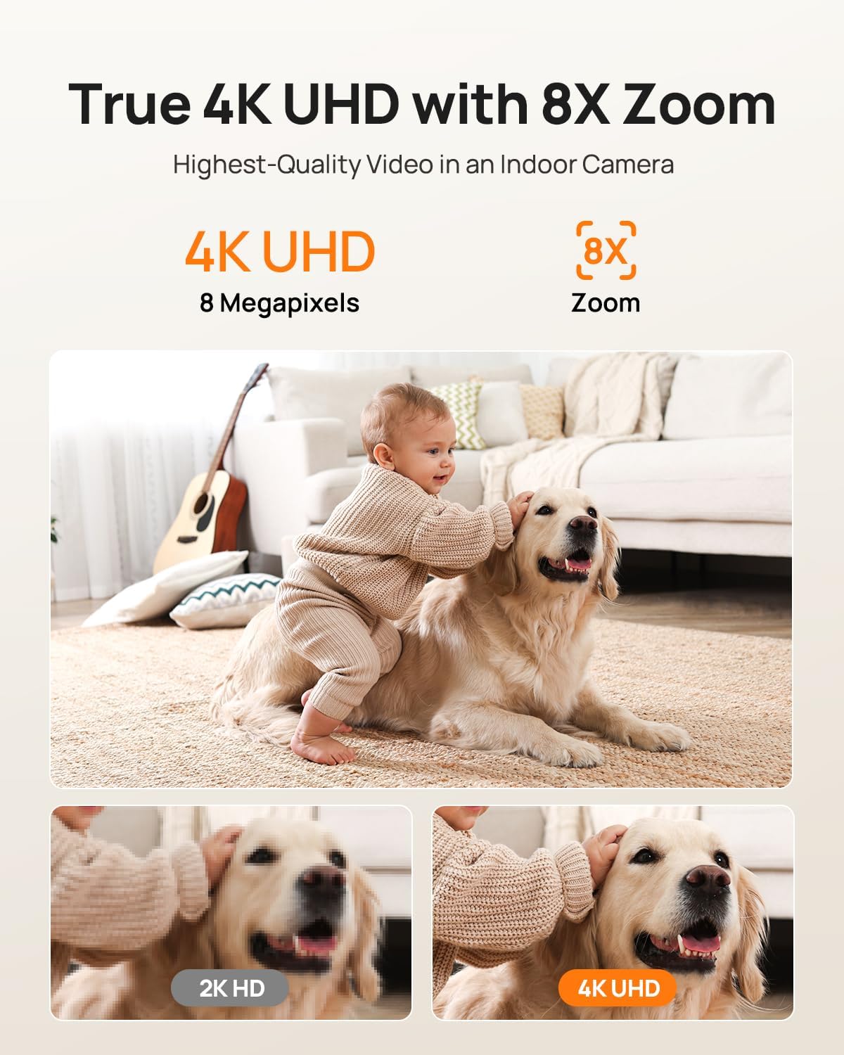 Anona 4K 360 2.4G/5G 6, Pano UHD Indoor Camera, Pet/Dog/Baby Security Camera with Phone App, Pan-Tilt, Dual-Band Wi-Fi