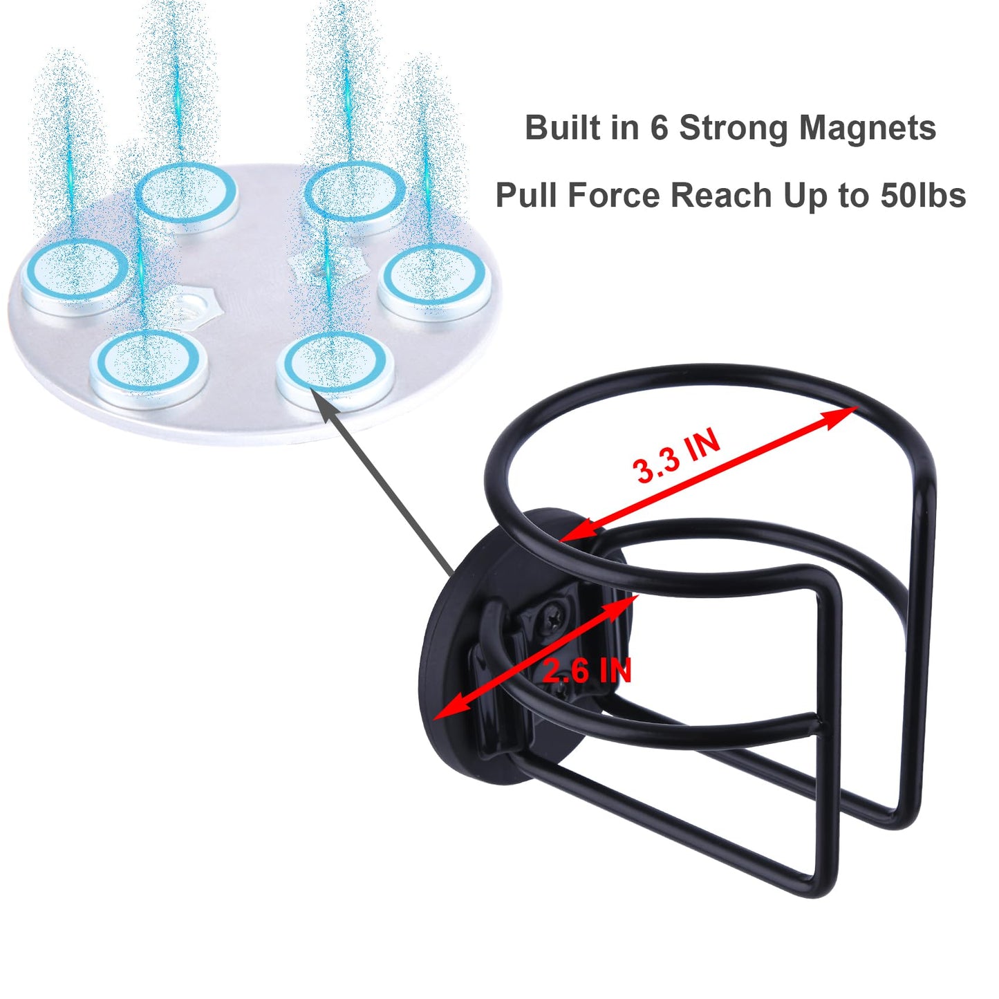 Strong Magnetic Cup Holder, Fully Covered Anti Drop Drink Holder, Horizontal or Vertical Mount on Metal Surface, Portable Magnet Bottle Holder for Bus Tractor Truck Mower Refrigerator 1 Pack