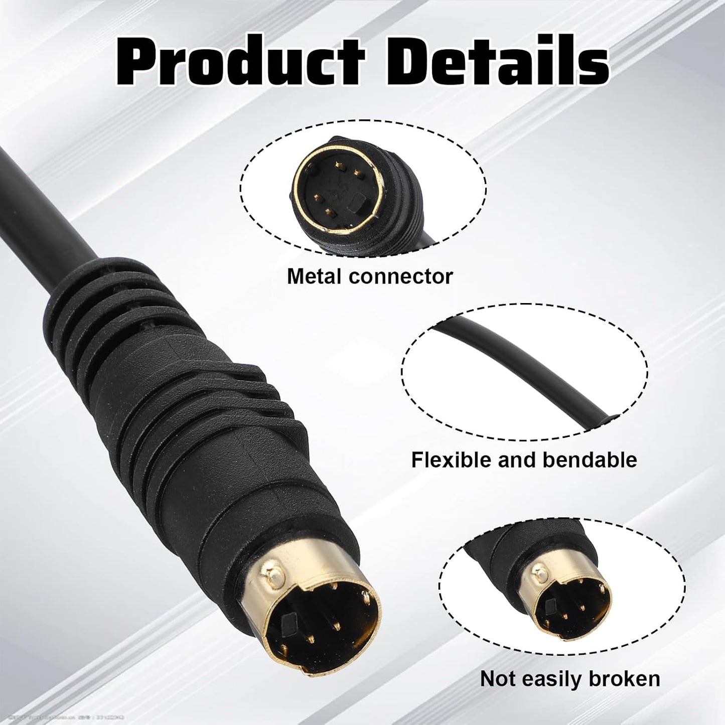 Eldraqth 4 (3meter/10Ft) S-Video Cable Mini Din S-Video Cable pin Connector Male to Male Gold Plated Compatible