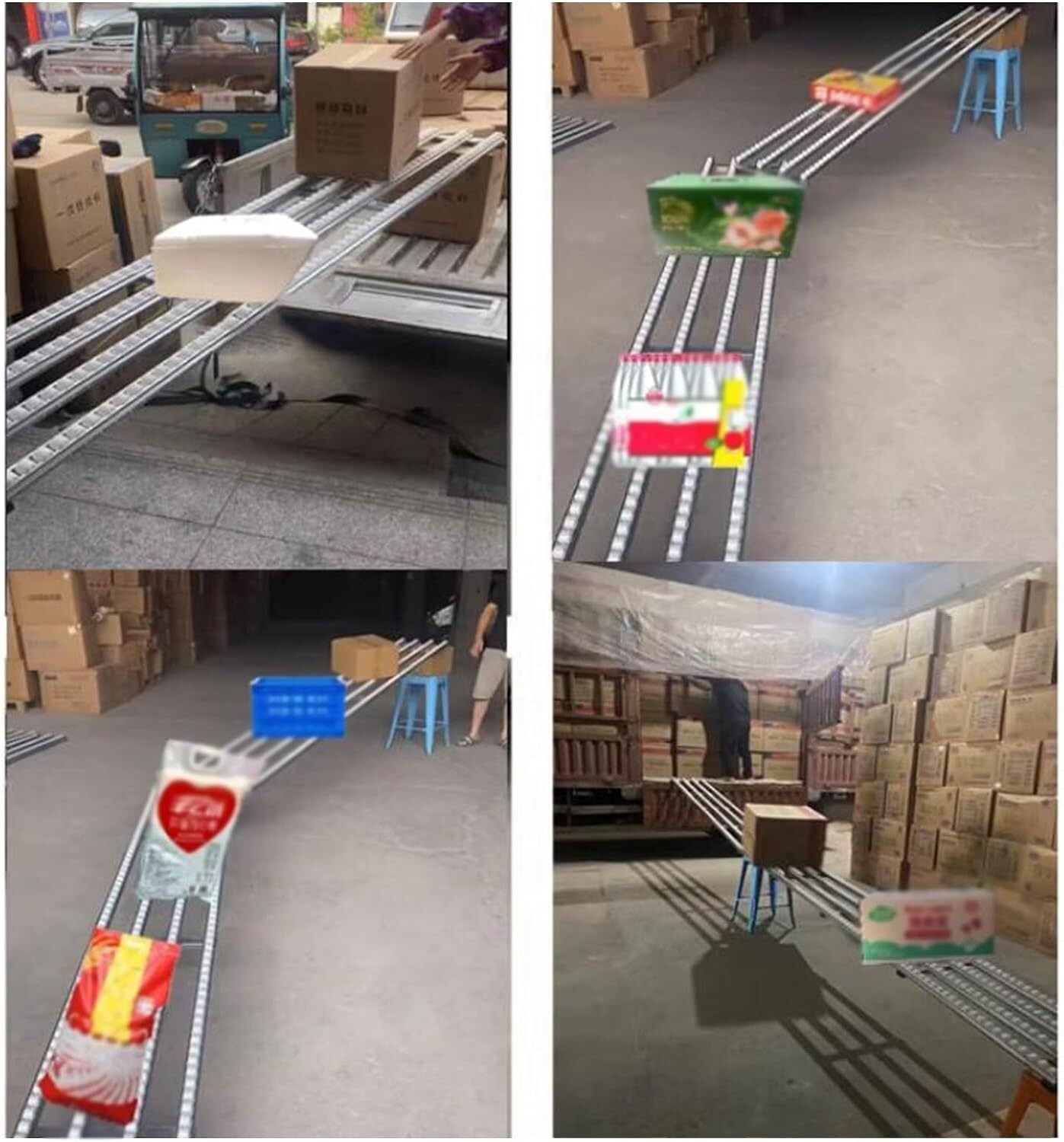 CHENWMZ 300cm Light-Duty Gravity Roller Conveyor Table - Unpowered Freight Handling Solution for Warehouses 3-Slide Design Material Transport System Efficient Cargo Movement
