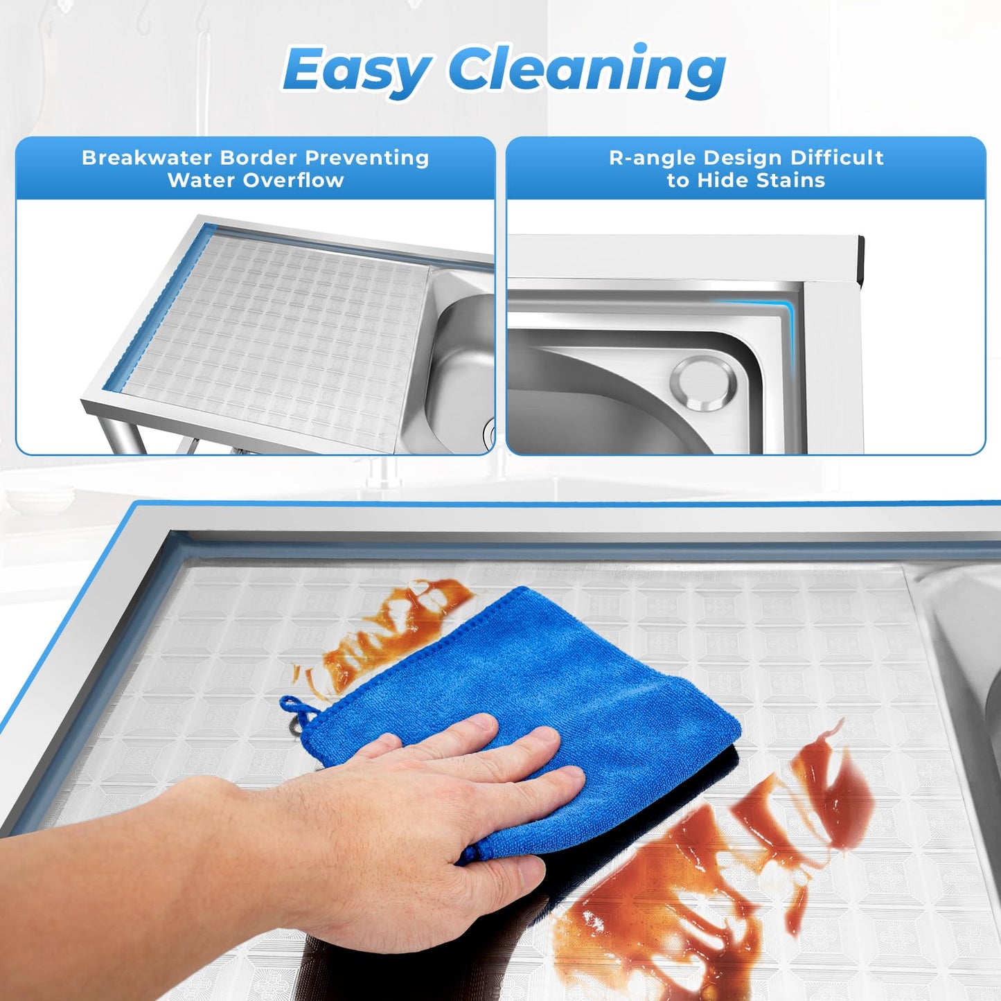3 Compartment Commercial Grade Stainless Steel Utility Sink, Free Standing Laundry Tub with 2 Faucetse, 39x18x35.8 Inch Heavy Duty Kitchen Sink for Restaurant, Bar, Coffee Shop (2 Sink-2)