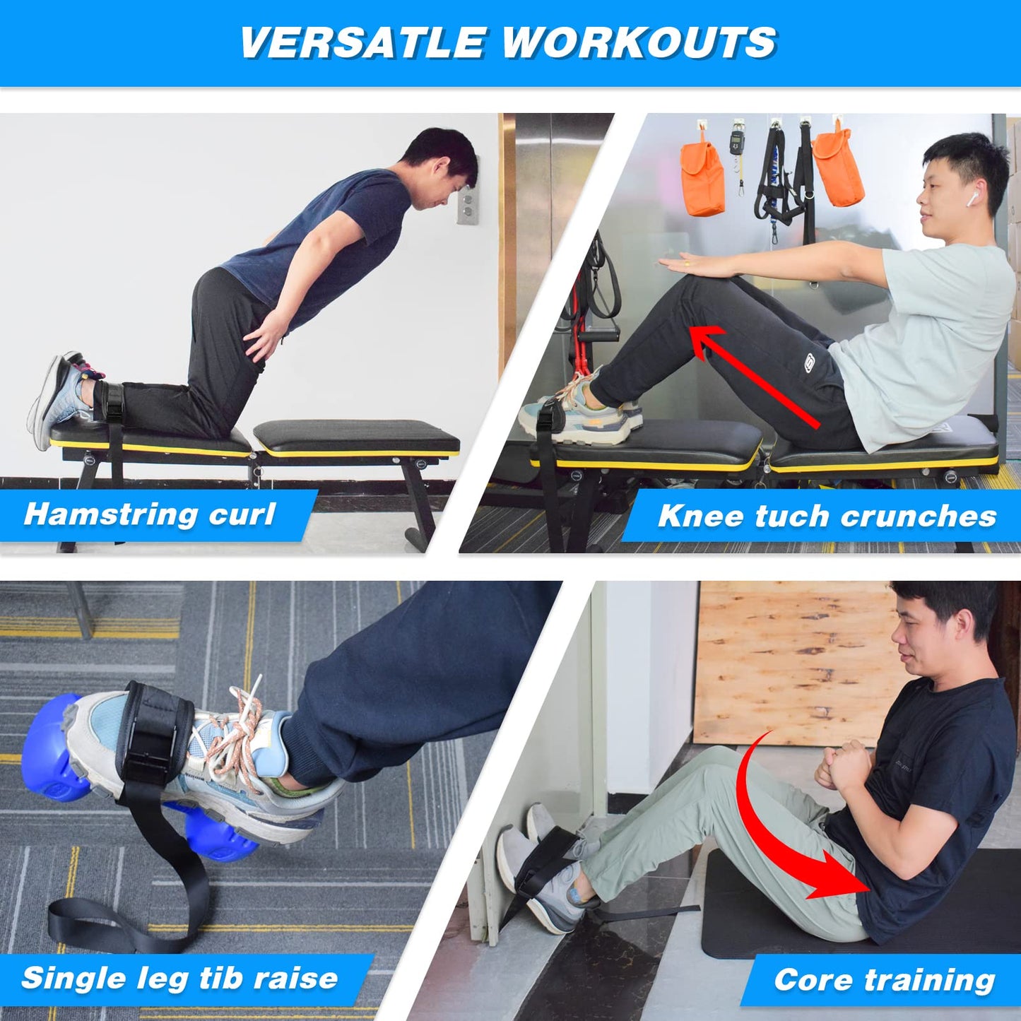 XonyiCos Nordic Strap for Bench – Nordic Curl Strap Hamstring for Strength Training, Leg Exercise | Hamstring Machine Alternative