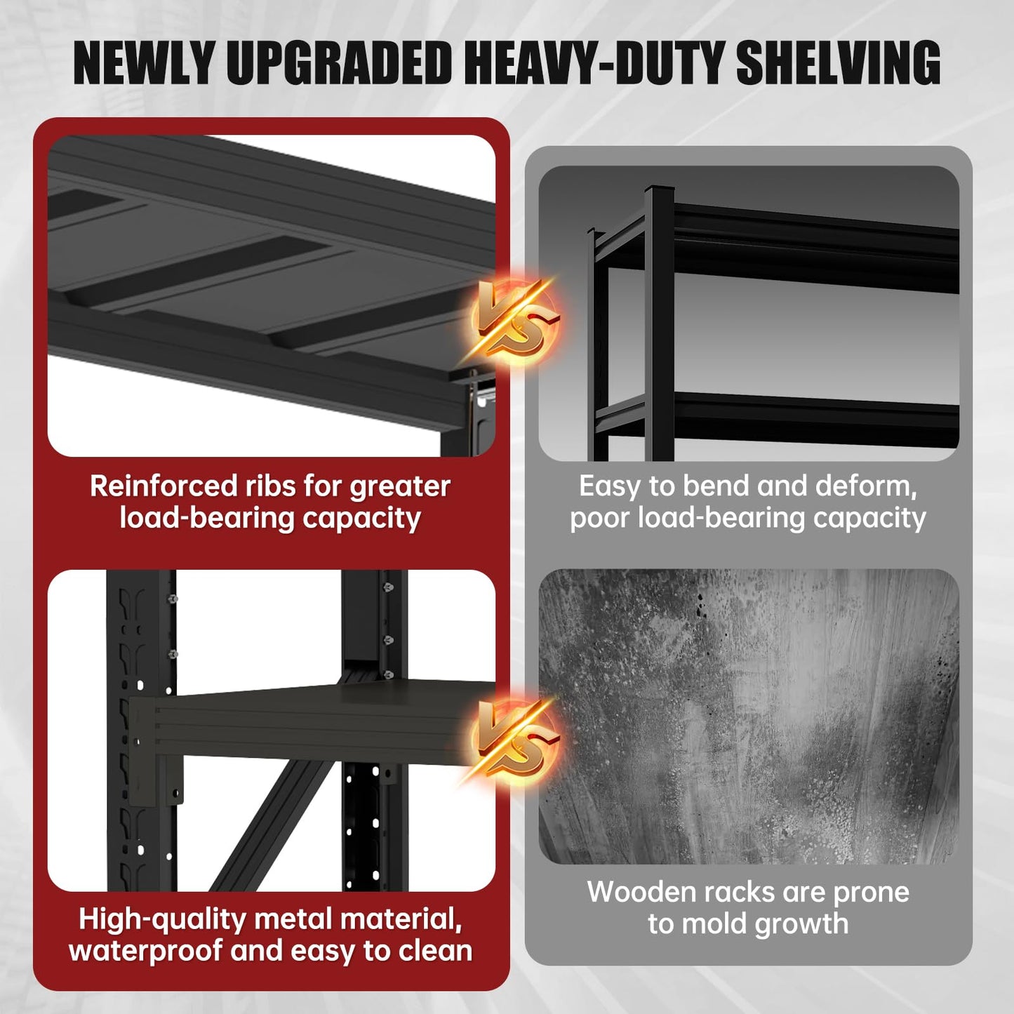 IYANEN 60" W Storage Shelves Heavy Duty, 4 Tier Metal Garage Shelving Units, 5000LBS Heavy Duty Adjustable Shelf, Garage Storage Rack, Industrial Shelving for Shop, Warehouse,60" W x 20" D x 79" H