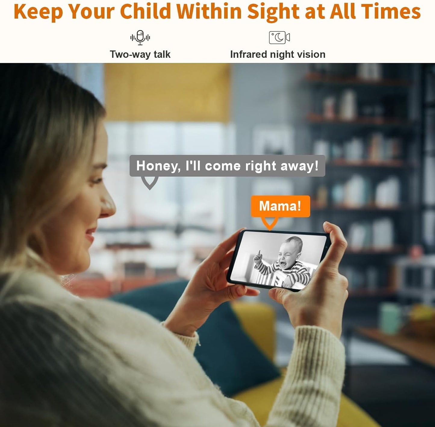 Alaga 2 32G WiFi Indoor Security Camera, Baby Monitor, AI Motion Detection, Way Audio, Night Vision, Cloud and SD Card