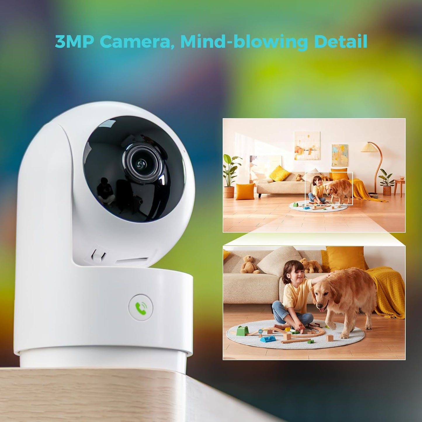 SOVMIKU 2K 5GHz 24/7 360 2-Way Setup, Alarm,180 Vicohome Indoor Security Camera, Wi-Fi, Plug-in, Recording, AI