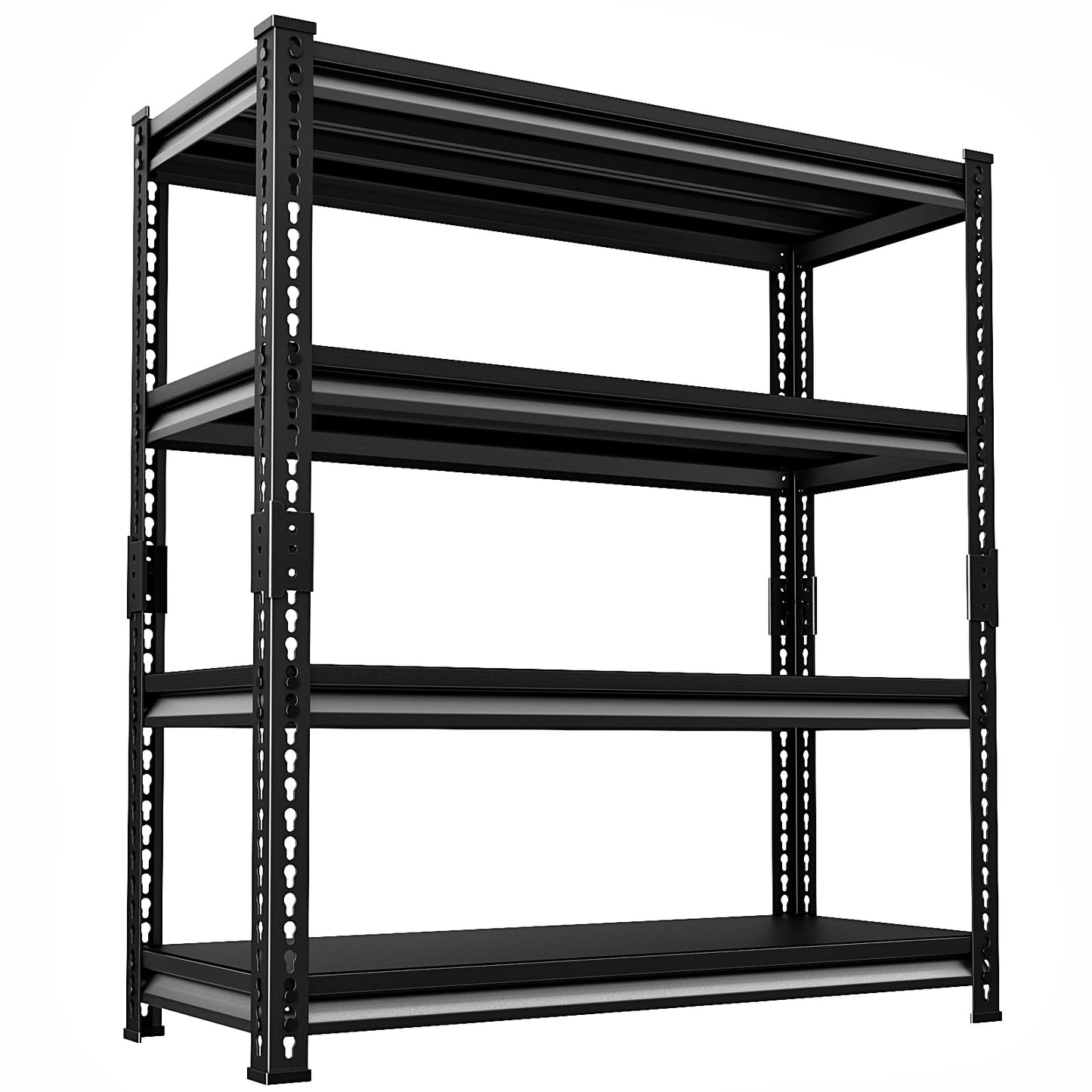 Huhaneon Utility Storage Garage Shelving - 48'' Wide 2,000 Lbs Heavy Duty 4 Tier Metal Shelves Adjustable - Freestanding Rack Units for Basement Kitchen Pantry - Black 48" W x 16" D x 72" H