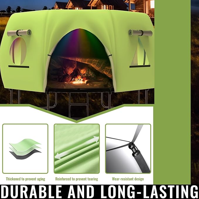 Gardenature 10FT/12FT/14FT Trampoline Tent(Tent Only), Fit Round Trampolines, Shade Cover with LED Light, Outdoor Trampolien Accessories, Anti-Tear