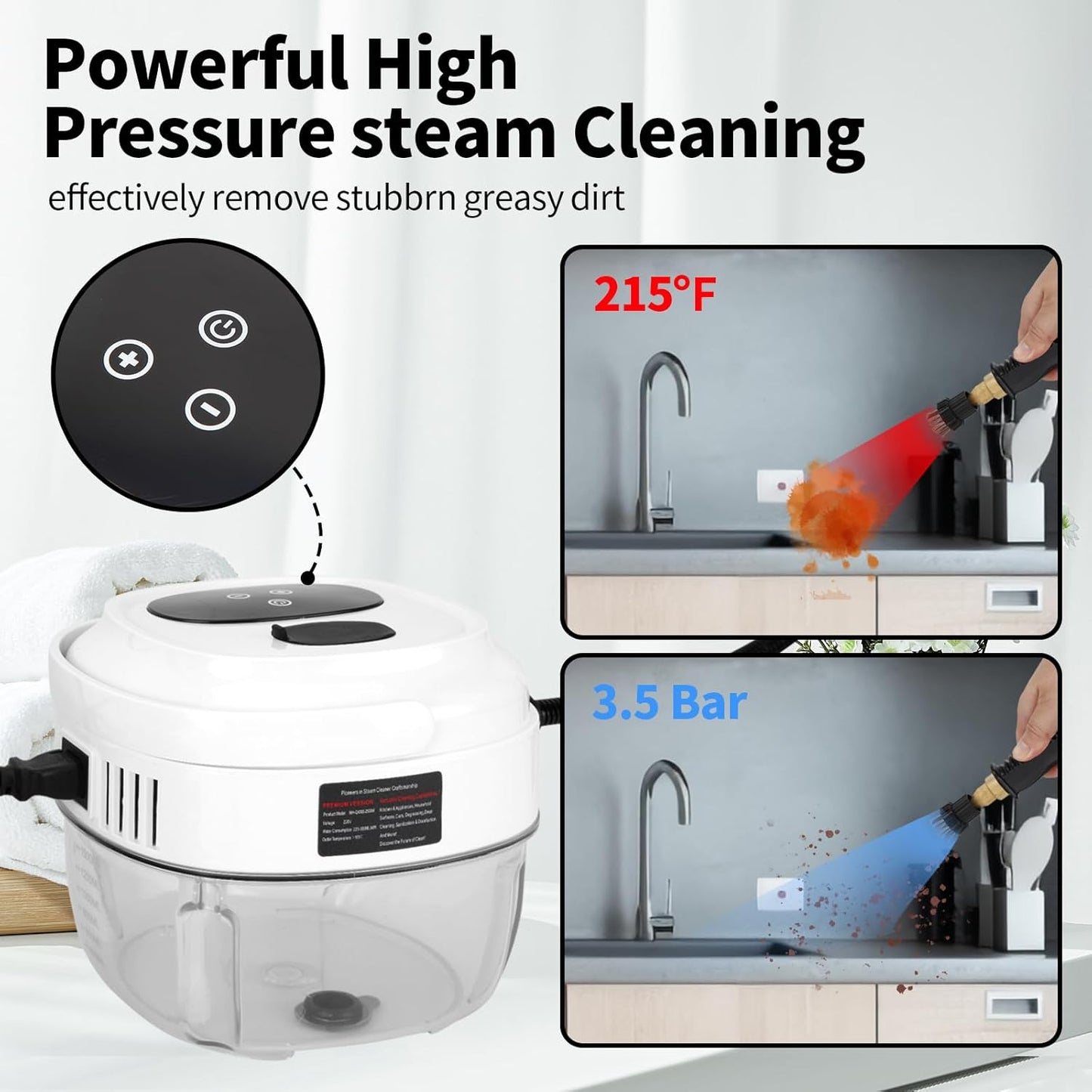 Skiennix Steam Cleaner - 6-Level Handheld Steamer with 10s Heat-Up & 1.5L Tank for Home & Car Detailing
