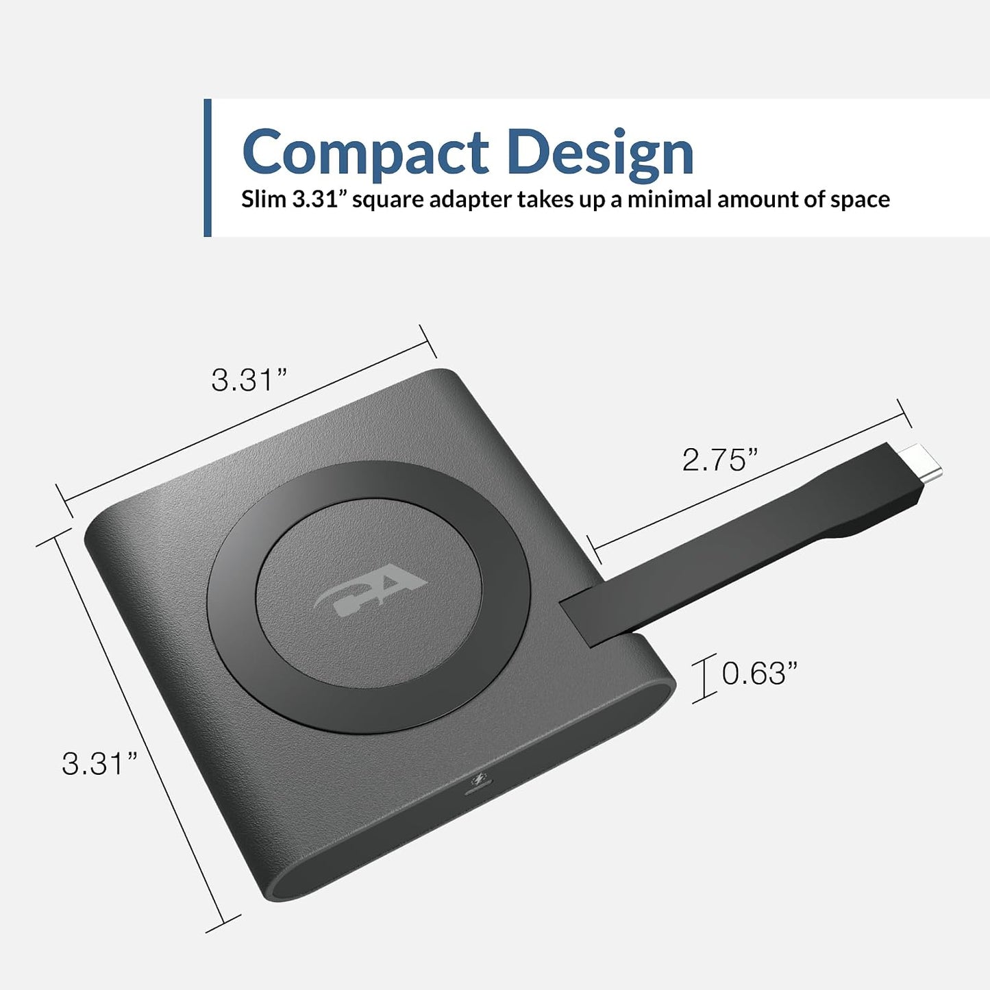 Cyber Acoustics (DS-1500) USB-C to HDMI Adapter Multiport Digital AV Converter with Wireless Qi Charging, HDMI, USB