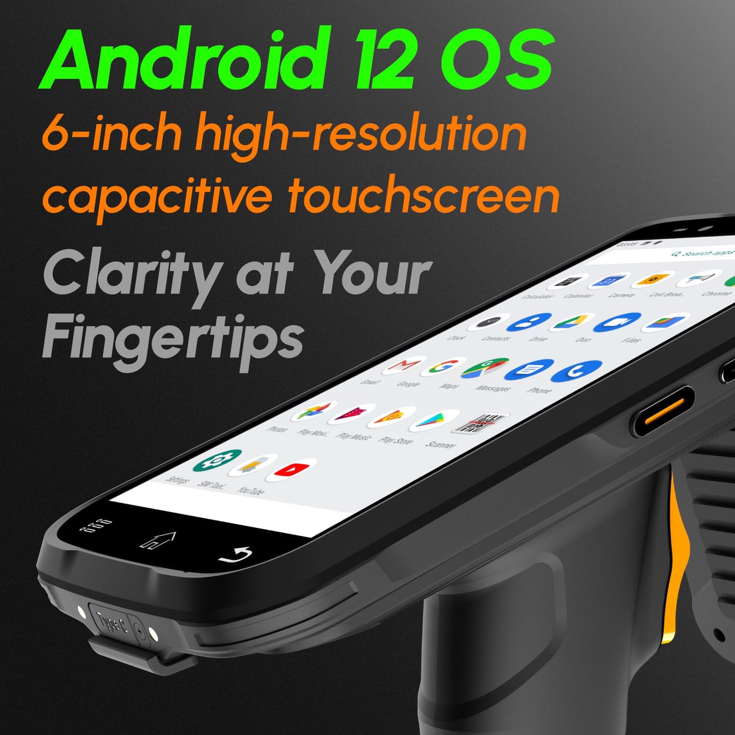 Rayoungtek Android Barcode Scanner UHF RFID Reader, Android 12 4+64GB, Built-in Zebra SE4710 Scanner Impinj E710 RFID Tag Reader, 4G Wireless Mobile Computer