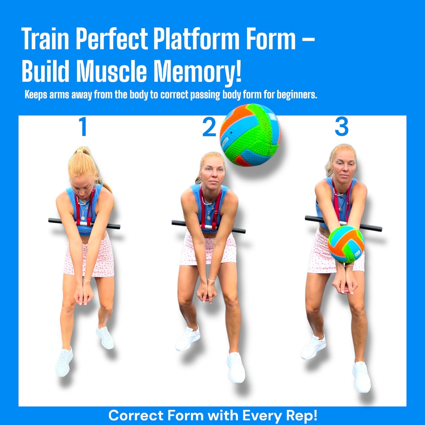 BOARDEE Bump-Pass Volleyball Training Equipment Kit for Proper Passing Technique – Foldable Sticks with Adjustable Fit and Foam-Padded Ends – Training Volleyball Gifts for Solo or Team Practice