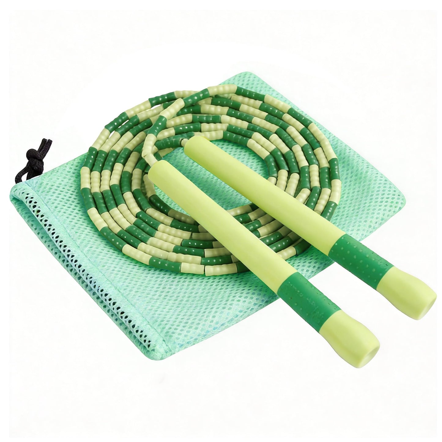 YUEDONG Colorful Magic Jump Rope, TPU Segmented Skipping Rope for Beginners, Adjustable Length with Anti-Slip Handle, Lightweight 102g, Durable & Flexible for Fitness Exercise (1, Green, 2.8M)