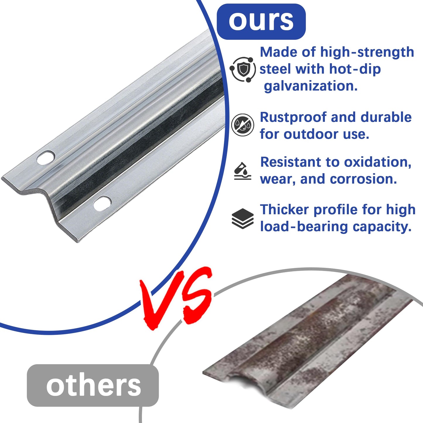24 Ft V-Track Galvanized Inverted V Track for 1'' OD V-Groove Sliding Gate Rollers Driveway Gate with Hammer Drive in Anchors, Heavy Duty Sliding Driveway Gate Track