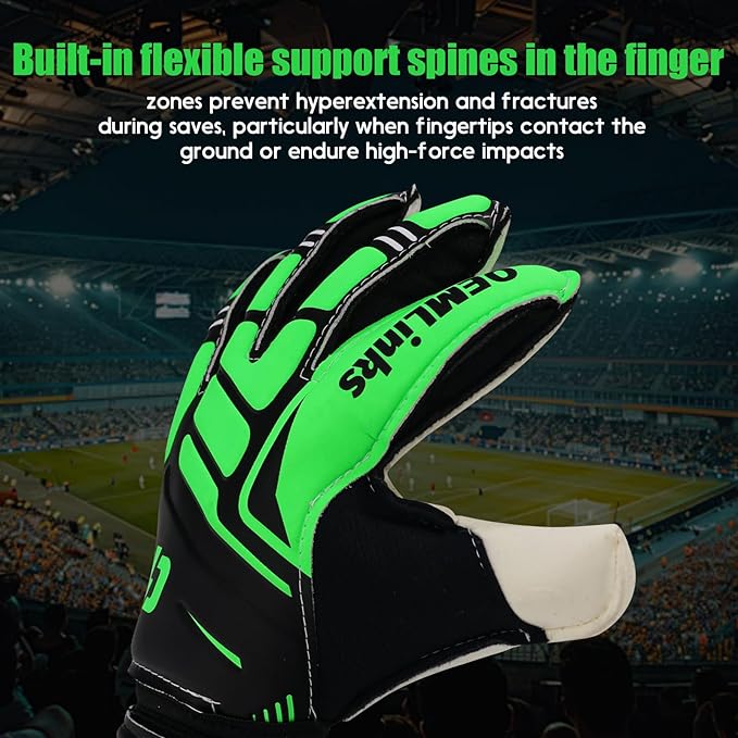 Youth&Adult Goalie Goalkeeper Gloves with Finger Protection Breathable Soccer Gloves with Strong Grips，6 Colors，Sizes 7-10