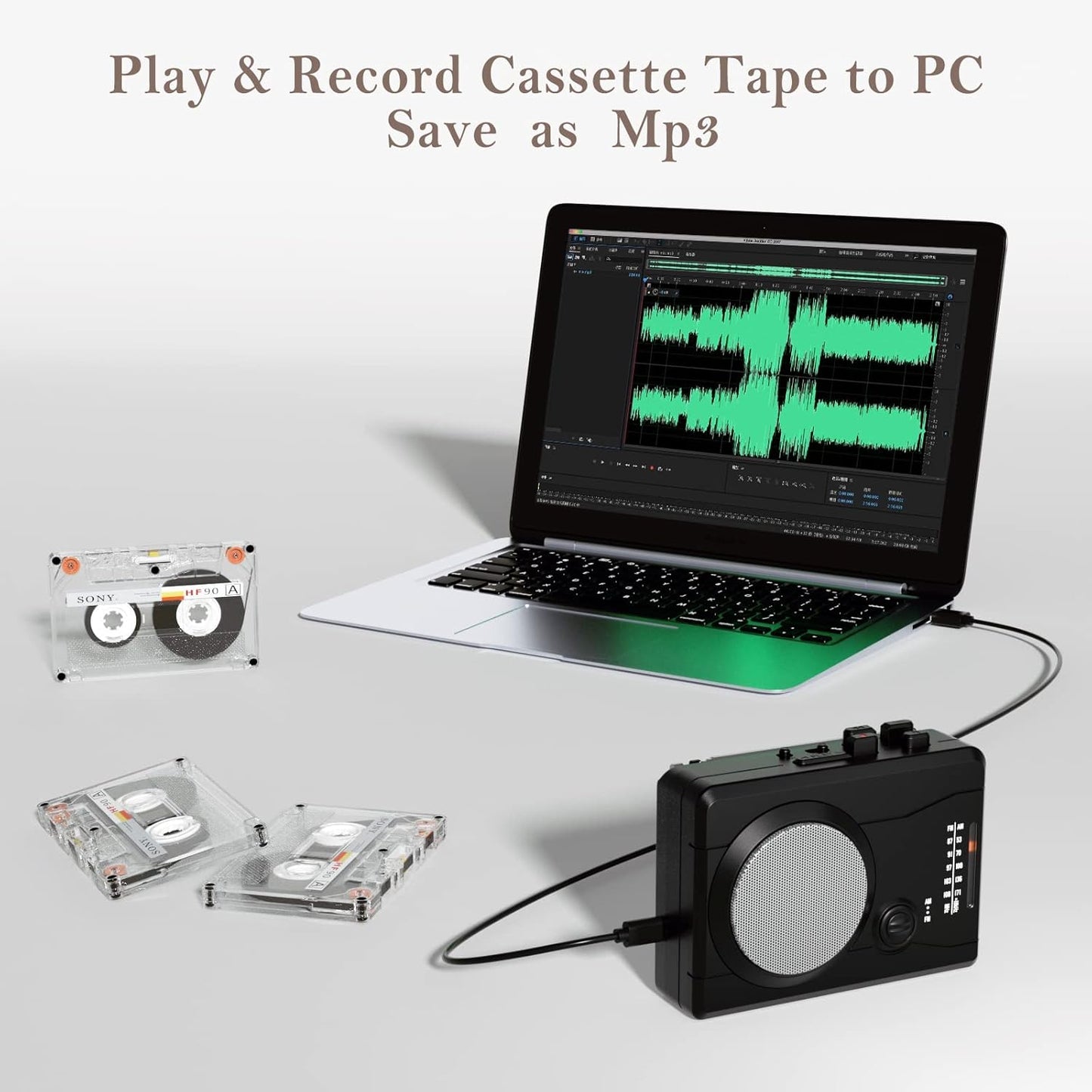 Mersoco Cassette MP3 Player Recorder, Portable Retro Tape Player Audio Recording, AM/FM Radio, Tape to Converter