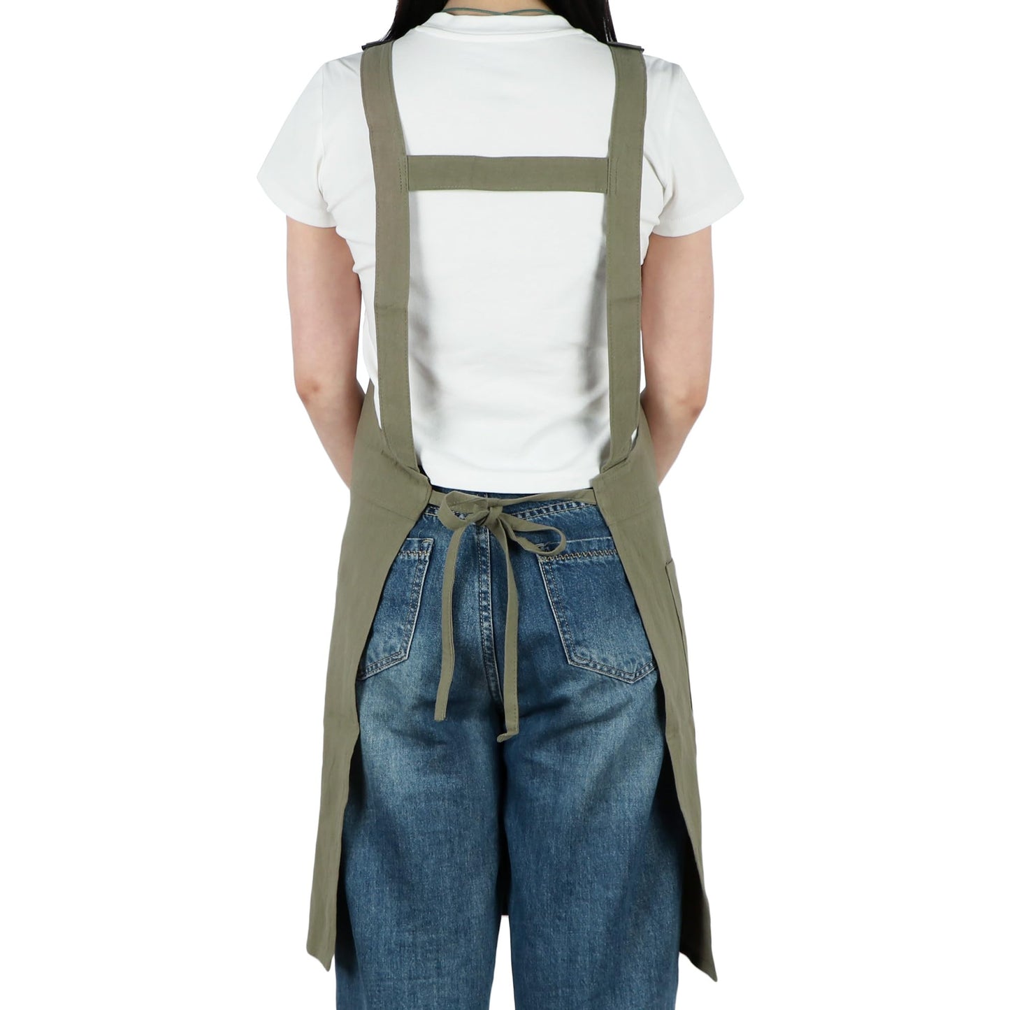 MIKI WELL Cotton Linen Adjustable Strap Pottery Apron with Split Leg Design for Women and Men Artist Gardening Cooking