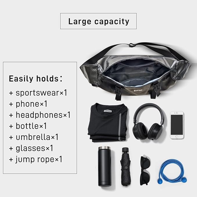 Small Sports Bag Waterproof Ultra-Light Gym Duffle for Men & Women Compact Mini Crossbody Bags, Perfect for Running, Travel & Fitness (black-woven pattern)
