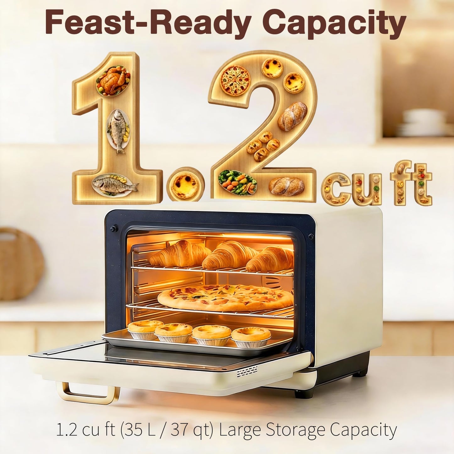 ROBAM Toaster Air Fryer Oven Combo, Countertop Convection Cooker with Bake & Fry, 1.2 Cu.Ft Large Capacity Combi Steam Oven, 32 Preset Recipes, Smart Touch Precise Temp Control, Multi-Stage CT766