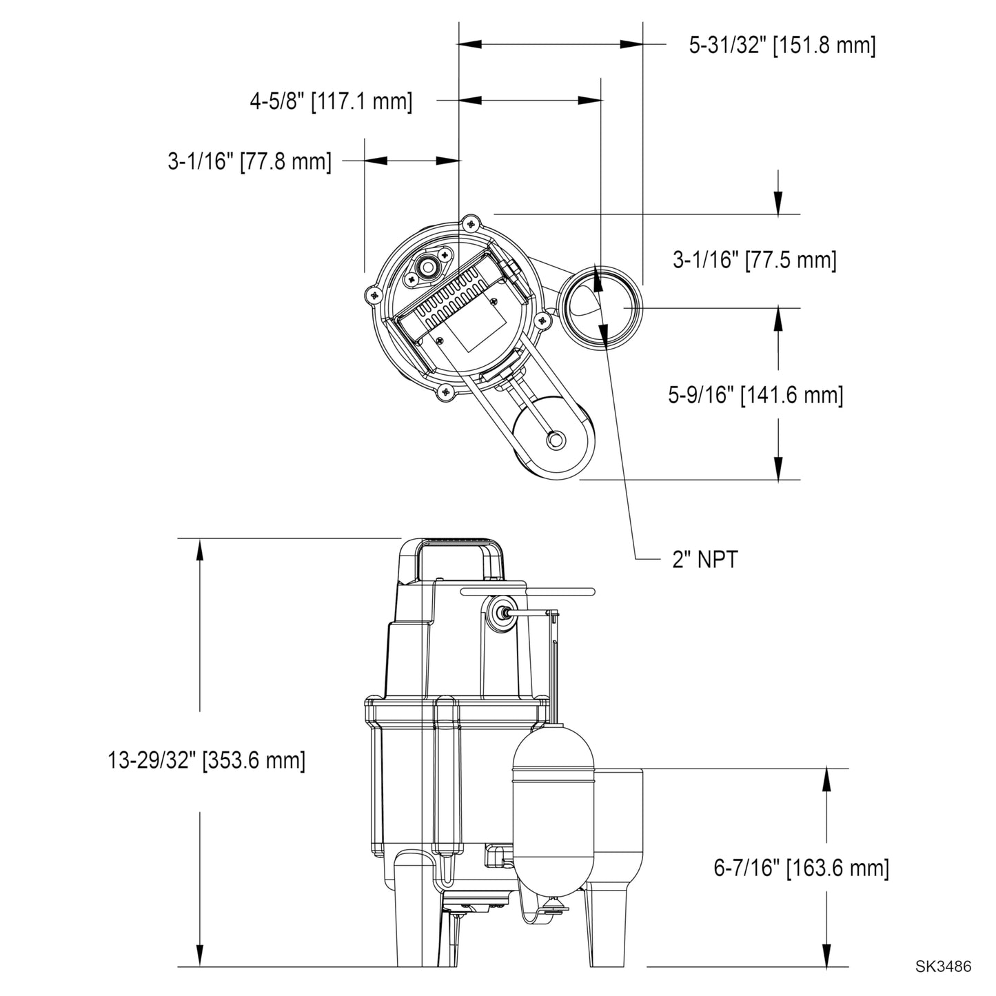 Zoeller M802- Automatic Grinder Pump – Residential Sewage Grinder Pump System - Heavy-Duty Cast Iron Wastewater Pump with High-Torque Cutting System - 115V