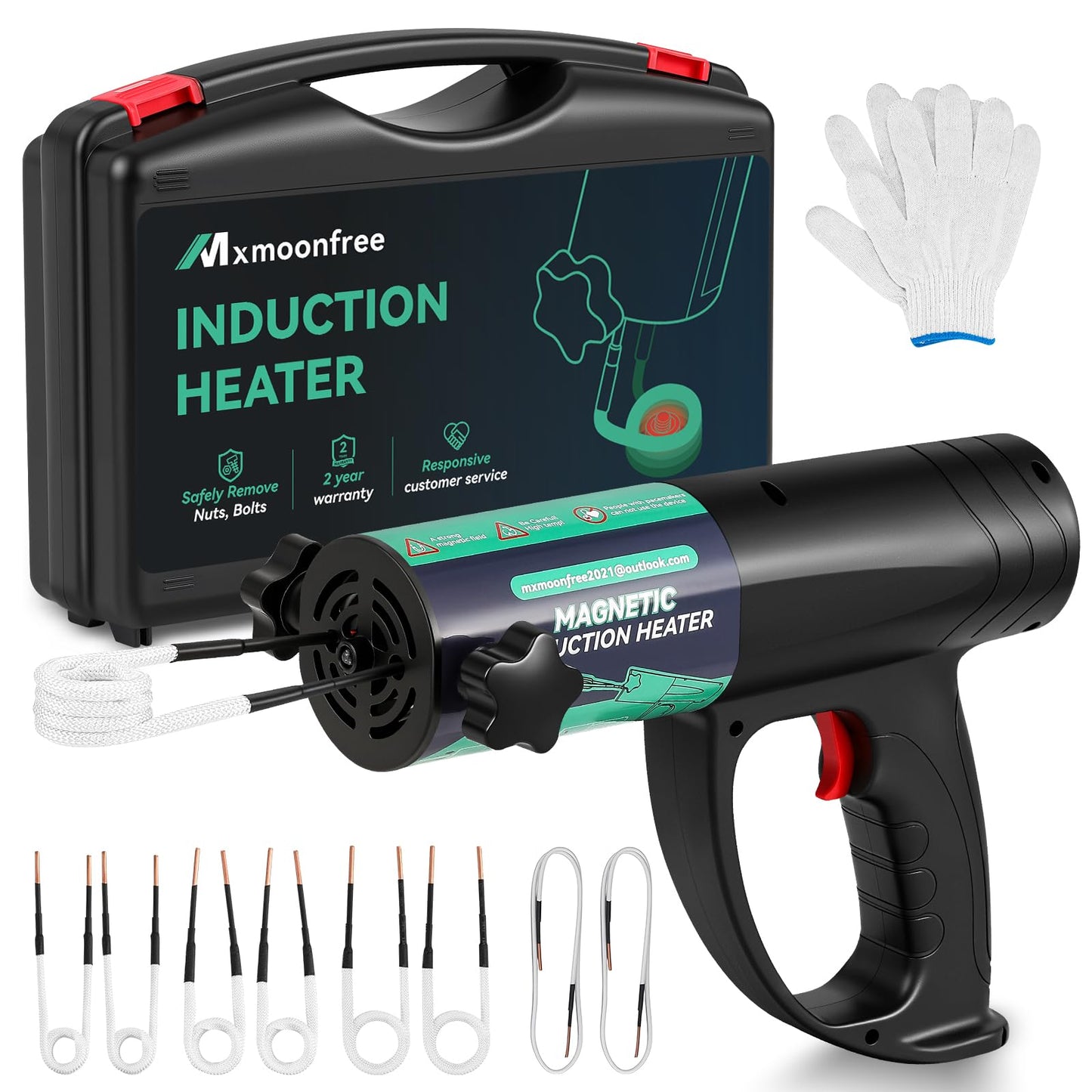 Mxmoonfree Induction Heater Bolt Removal, 1500W Induction Bolt Heater Tool with 8 Coil and Rugged Carrier Case to Safely Remove Nuts, Bolts, Screw, 2 Warranty 110V