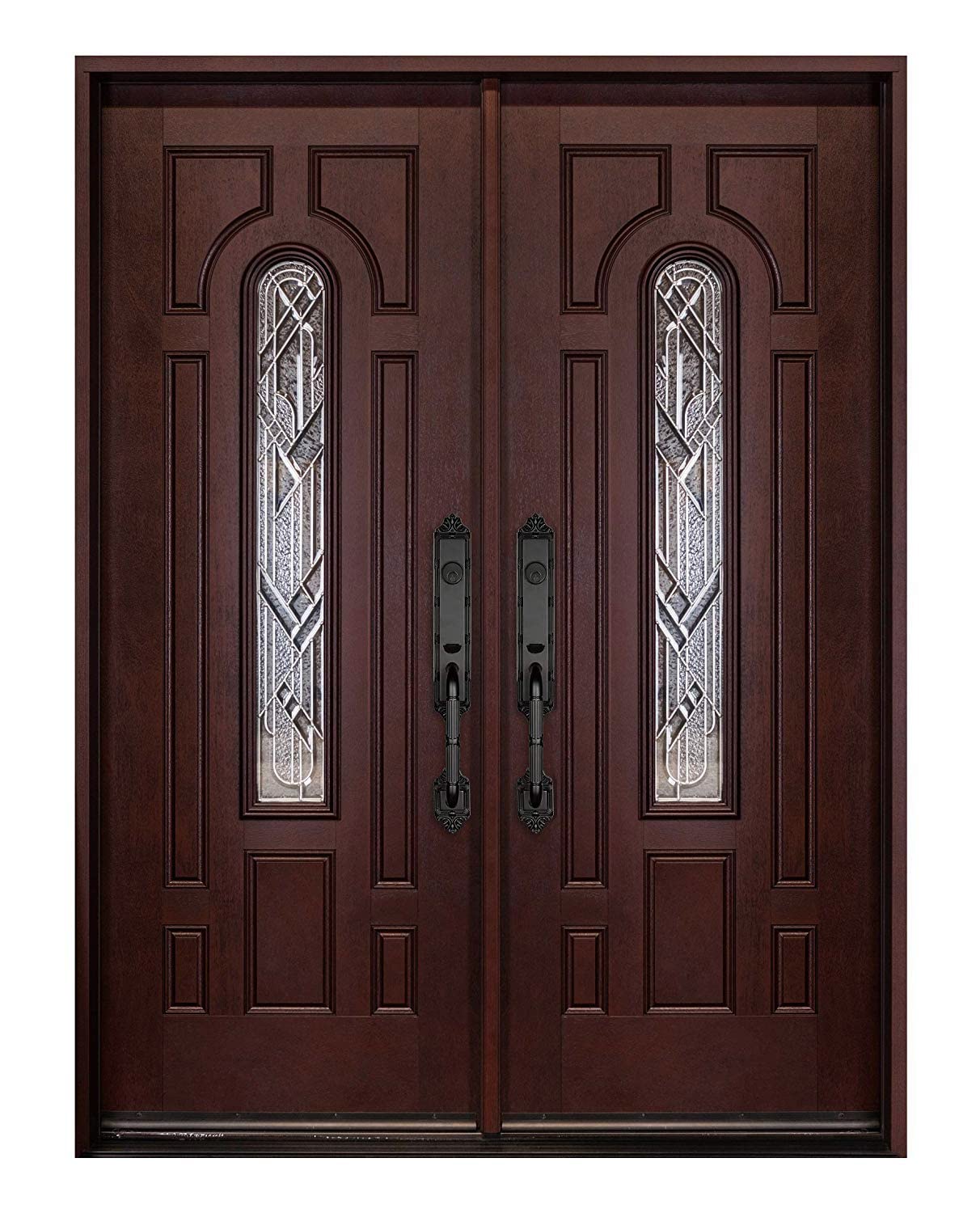 Front Door with Dual Sidelight FM280B Fiberglass Door (Left-Hand, Double Doors 36x36x80)
