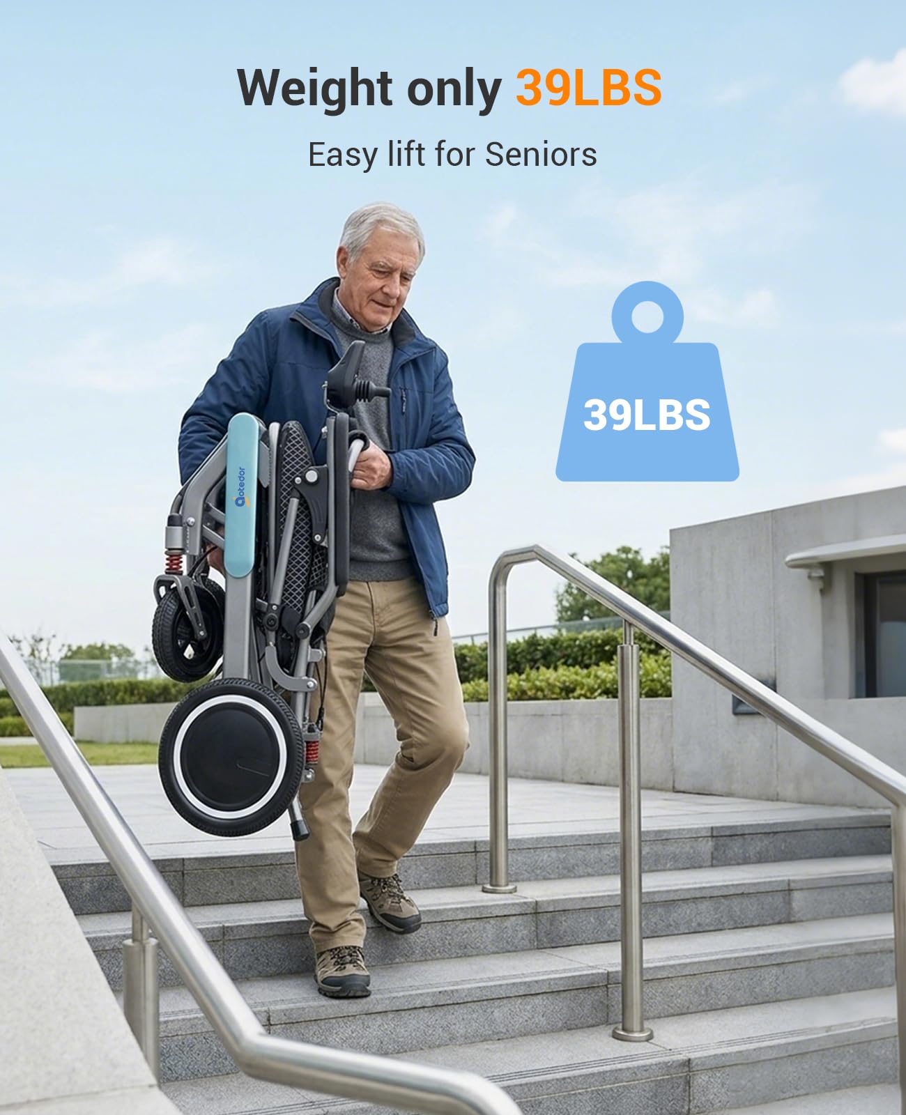 [2026 Upgraded] Aotedor Lightweight Electric Wheelchair for Adults,Only 39 lbs Foldable Power Wheelchair,Up to 30 Miles Range,Dual Batteries,Ergonomic Comfort,Suspension Support,Airline Approved