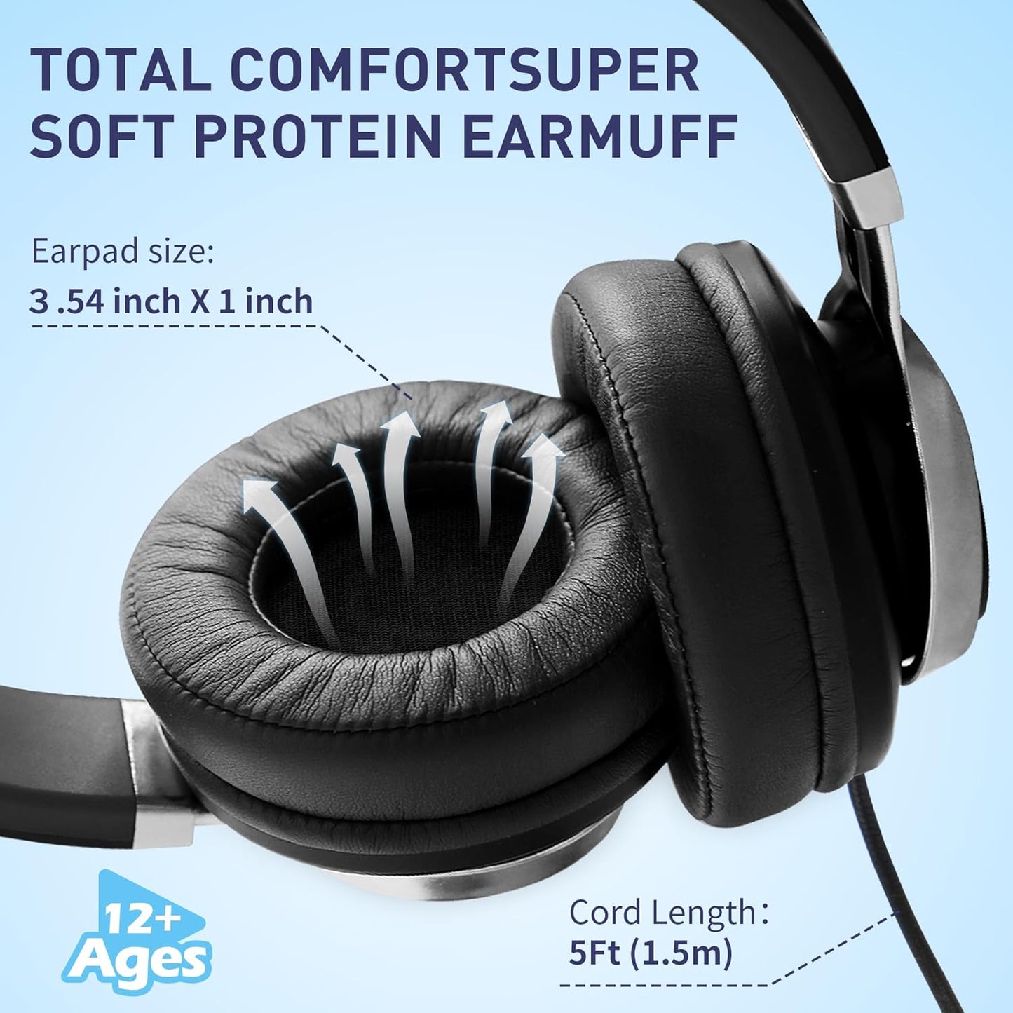 C90 3.5mm AILIHEN Wired Headphones with Microphone Volume Control, Noise Reduction Foldable Comfortable Over Ear