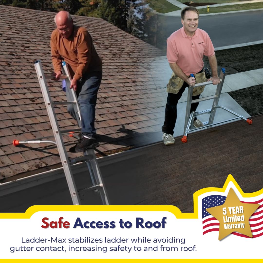 Ladder-Max Ladder Stabilizer, American Made Heavy Duty Standoff Fits Most Ladders, Secure Roof and Wall Extension Accessory, Gutter Protection Tool, 25 Years Proven Safety, 5 Year Limited Warranty