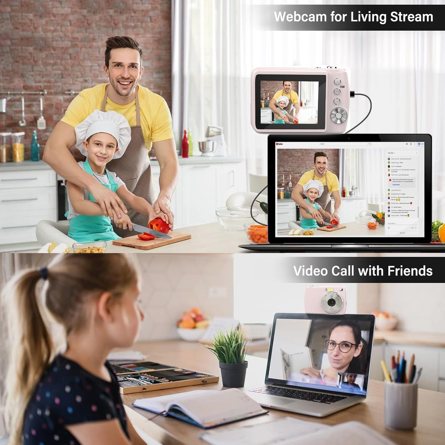 YingCheng 50MP 1080P, 16X 32GB Digital Camera for FHD Digital Point and Shoot Camera with Zoom Anti Shake