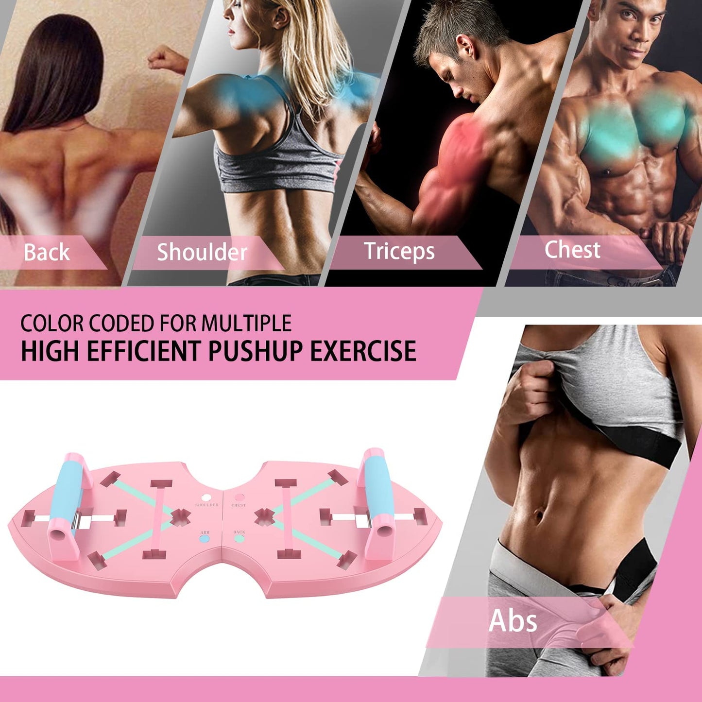 LALAHIGH Push Up Board,36 in 1 Home Gym Equipment with Ab Roller Wheel & Resistance Bands, Portable Foldable Workout Board for Full Body Strength Training Men Women,Gift for Boyfriend,Blue