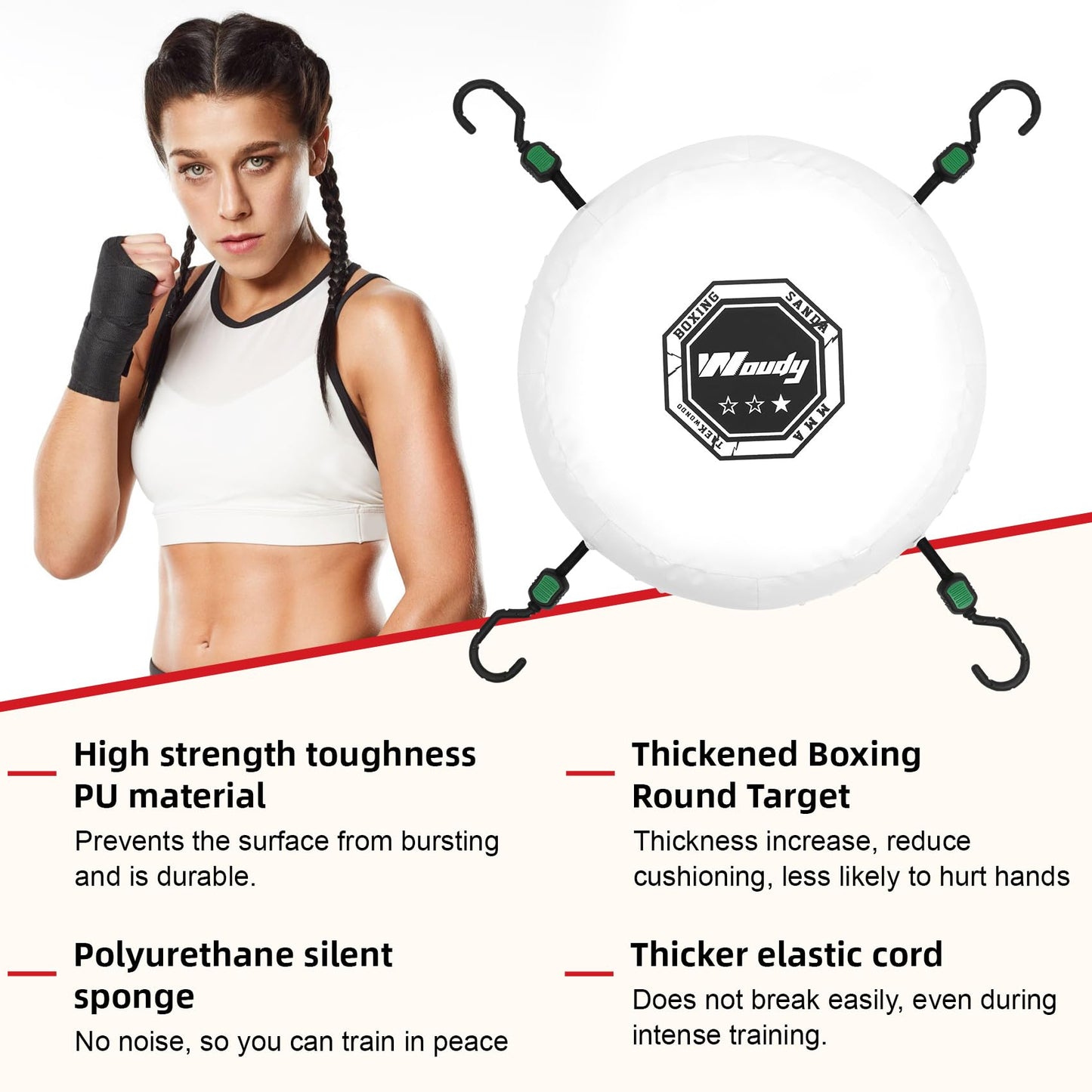 Woudy Doorway Punching Bag, Doorway Punching Pad Kit Includes 13" Boxing Ring Target, Adjustable Door Single Bar, Doorway Boxing Bag are Apartment Friendly Fitness Kits that Fit 23-40″ Doors