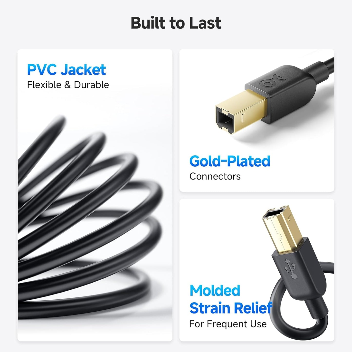 10ft, Cable Matters USB Printer Cable - USB A to B Cable, Compatible with Printer, External Hard Drive, Audio
