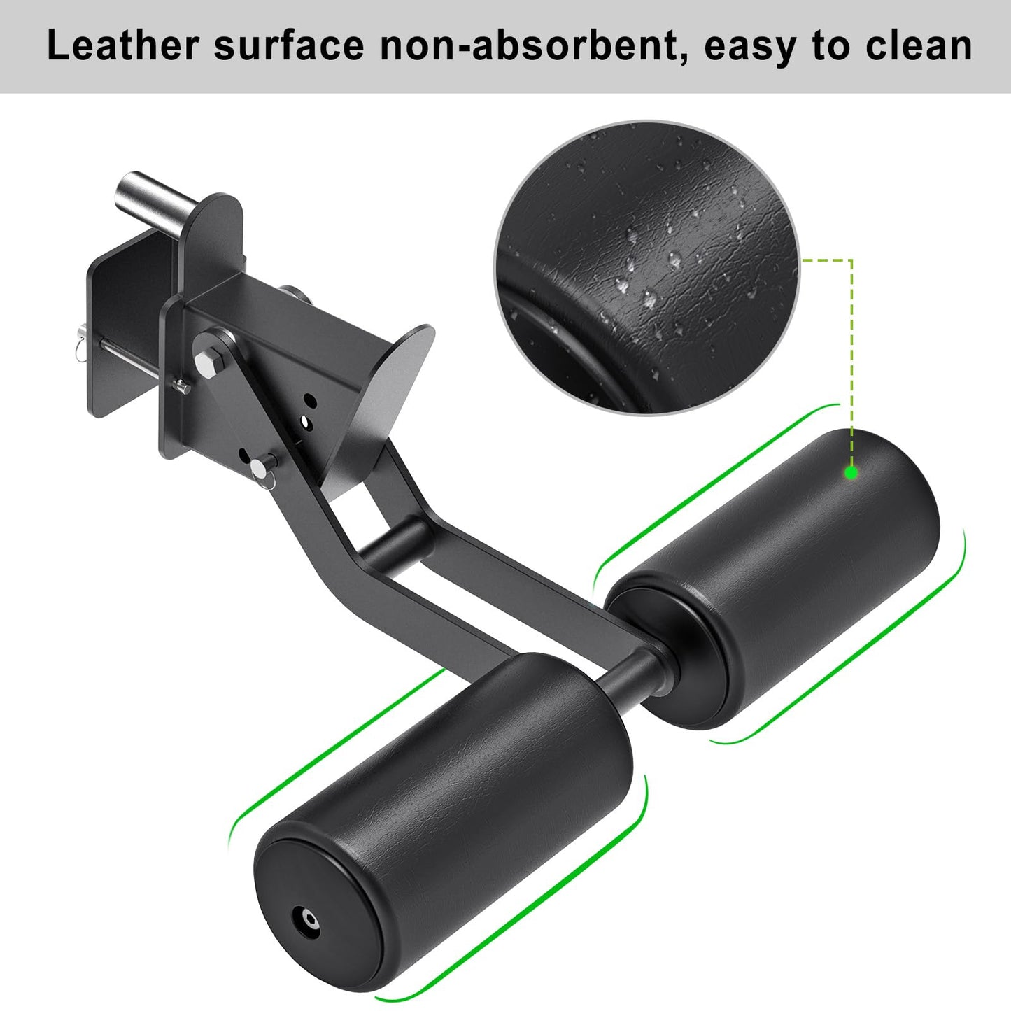 Lifeswell Nordic Hamstring Curl Attachment for 2"x2" Power Rack with 1" or 1/2" Hole, 6 Height Adjustable Leg Hold Down with Leather Surface for Home Gyms