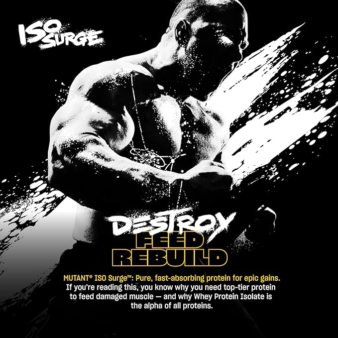 Mutant ISO Surge Whey Protein Isolate Powder Acts Fast to Help Recover, Build Muscle, Bulk and Strength, 1.6 lb (Vanilla Ice Cream)