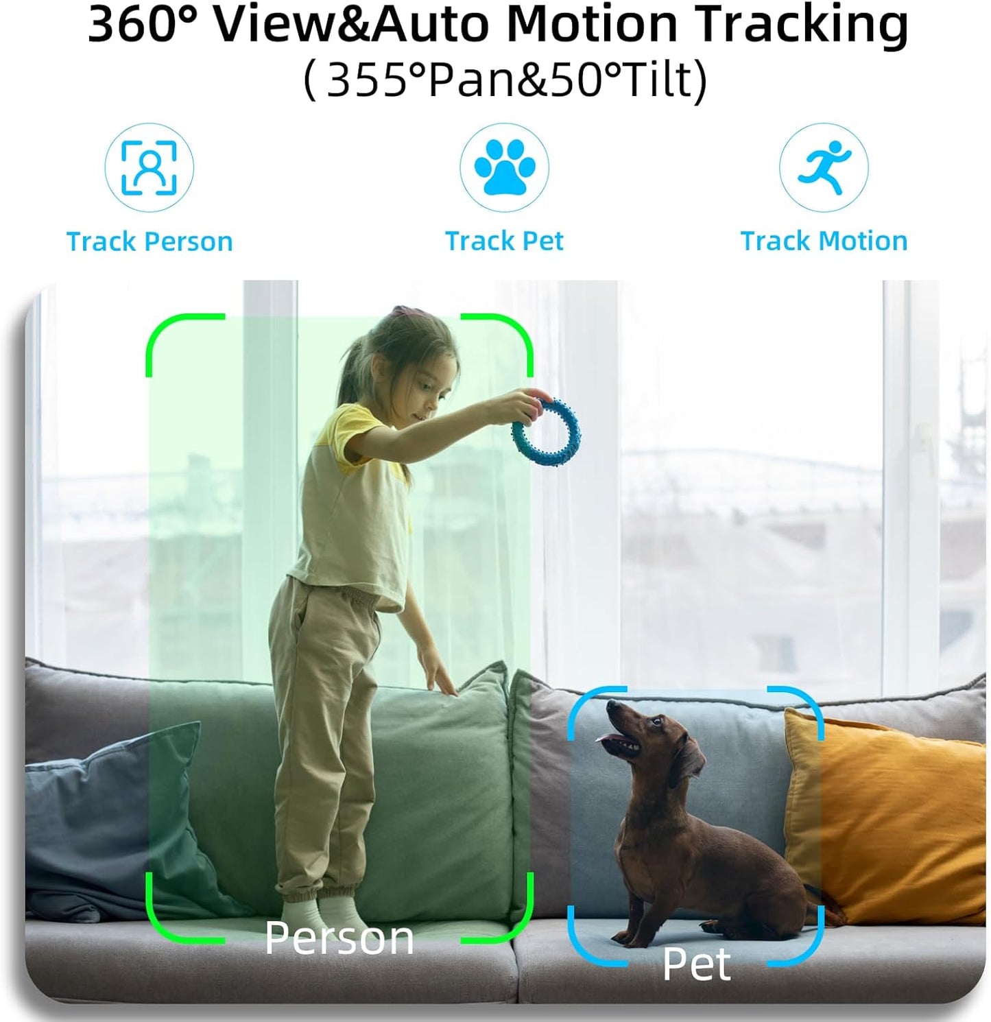 Rraycom 4Pack 2K 5G/2.4 360-Degree 24/7 Security Camera Indoor GHz Wi-Fi, Baby Monitor Pet/Dog Camera for Home