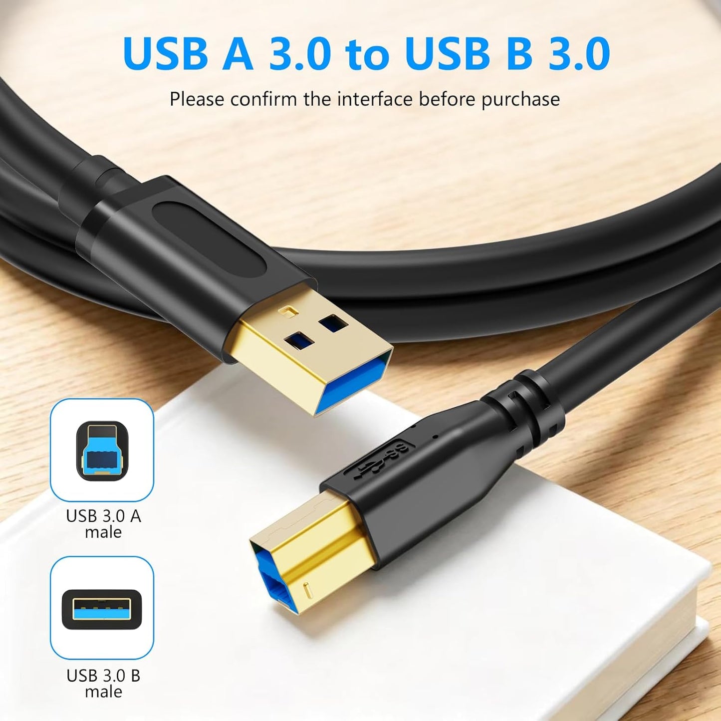 Jelly Tang 3.0 25Ft,Superspeed 3.0 More(25Ft/8M) USB Cable A Male to B Male USB A-B/A Male to B Male Cable