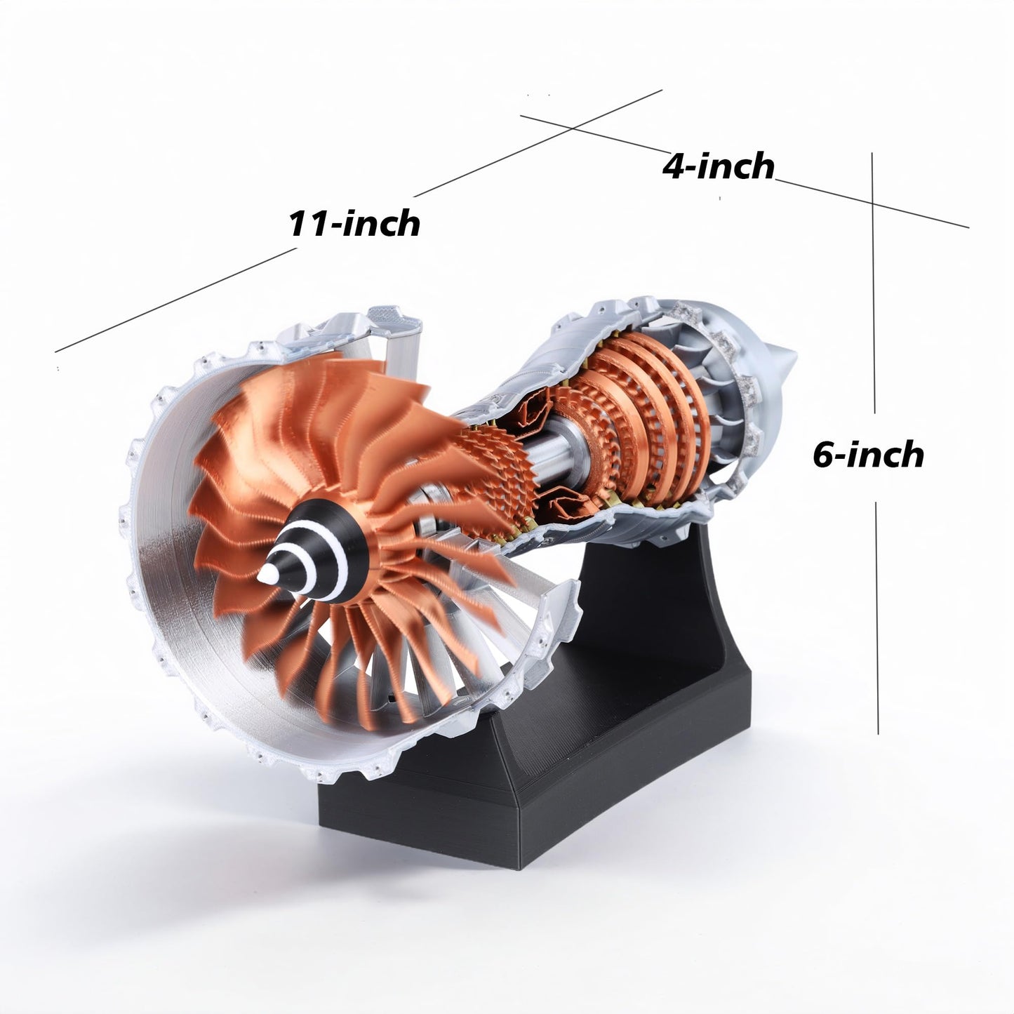 NEOLIAN 11-Inch Turbofan Engine Model Kit Realistic Jet Engine Model for Adults 3D Printed Mini Jet Engine Display with Stand Cool Toy & Gift (DIY Assembly) (DIY Assembly)