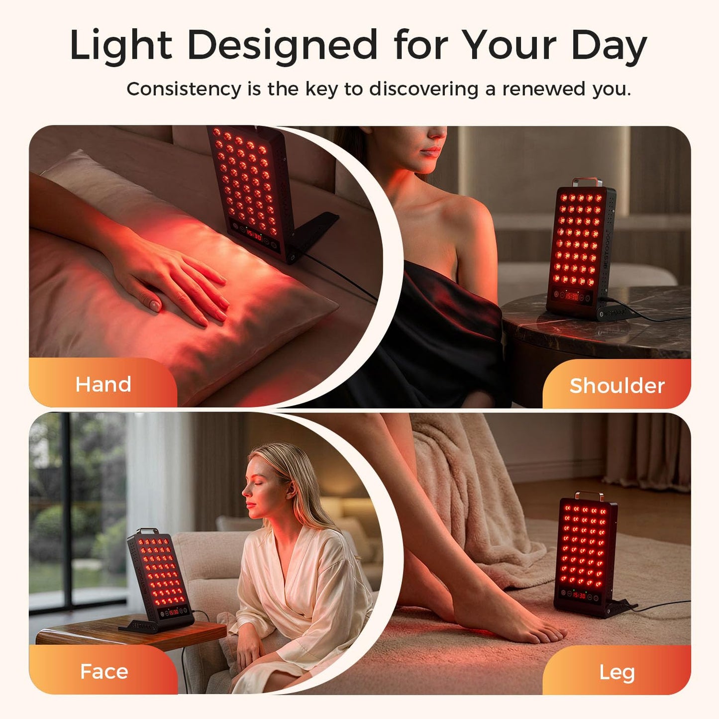 BestQool Red Light Therapy, Dual Chip 660nm 850nm Elite Grade Red Light Therapy for Face, Portable Infrared Light Therapy for Body, Red Infrared Light Device, LED Light Therapy Panel. 50W.