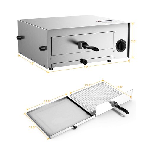 Costway Electric Oven, Stainless Steel Baker with Auto Shut-Off, Handle, Removable Tray, Countertop Pizza Maker for Kitchen & Commercial Use