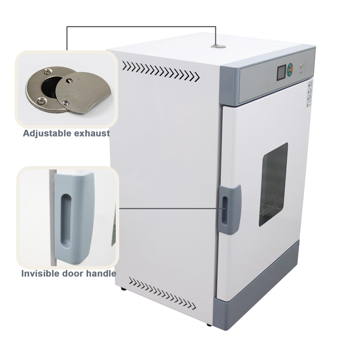 TECHTONGDA Digital Forced Air Convection Drying Oven Heat Treat Industrial Lab Temperature Control Independent Control Fan 7.42 Cu ft (18.9 * 23.8 * 27.4inch Chamber) 220V