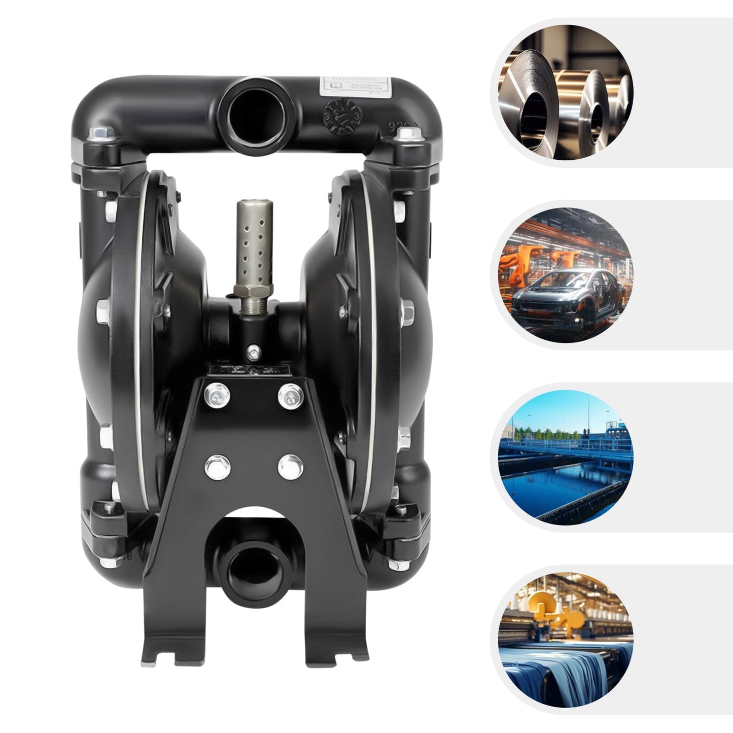 Air Operated Diaphragm Pump, 1 inch Inlet Outlet 39.6 GPM Pneumatic Transfer Max 120PSI 1/8 inch Pass Suspended Pneumatic Diaphragm Pump,Aluminum Body + Nitrile