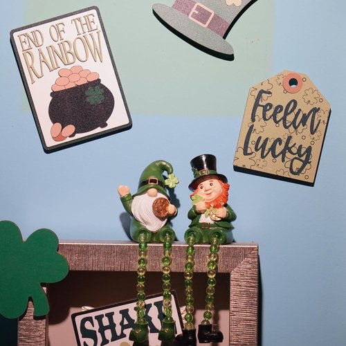 Braxio St. Patrick's Day Collectible Figurines - Set of 2 Green Gnome Shelf Sitters | Perfect Table Decor