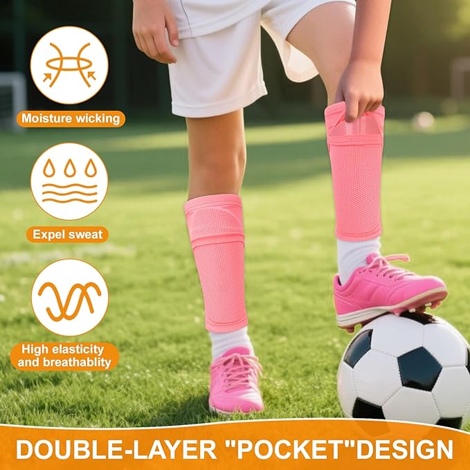 Shin Guards Soccer Kids 2025 Version High-Density Foam Soccer Shin Guard with Sleeves Shin Protective Pads for Kids Daily Practice School Competitions Outdoor Play