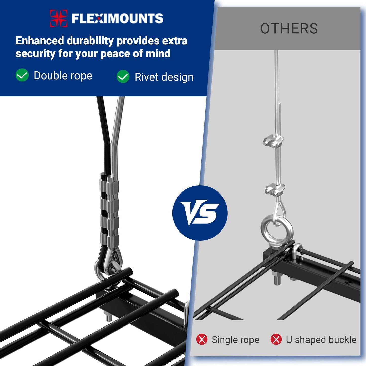 FLEXIMOUNTS Overhead Garage Storage Rack, 4x4 Ft Heavy-Duty Garage Ceiling Storage Racks, Adjustable Organization System with 71'' L Axle, 350lbs Weight Capacity, Carbon Black