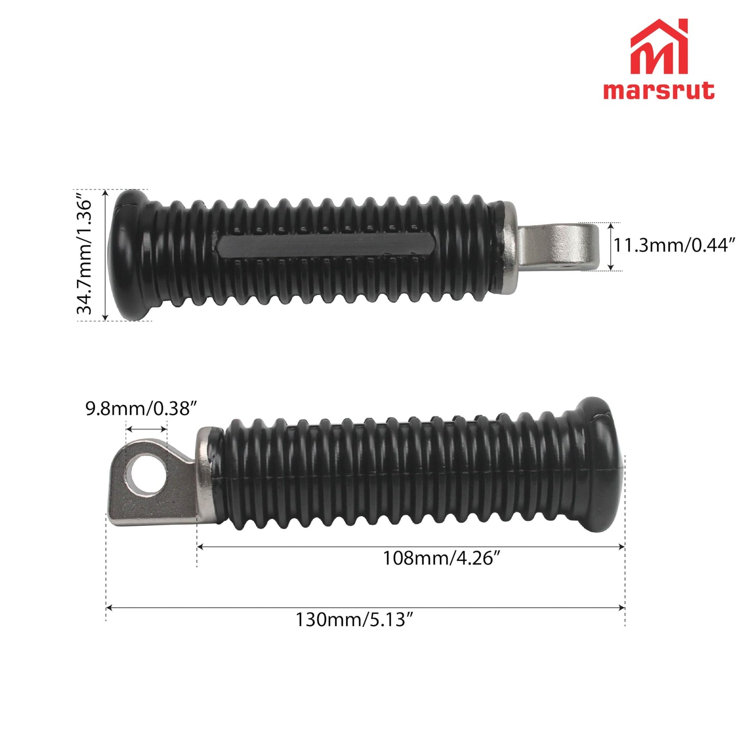 2pcs Foot Pegs Fit for Harley, Passenger Motorcycle Foot Pegs for Harley Davidson Sportster 883 1200, Forty Eight, Iron 883, Dyna, Road King, 10mm Bore, Aluminum Bike Rear Footrest Pedals Mounting