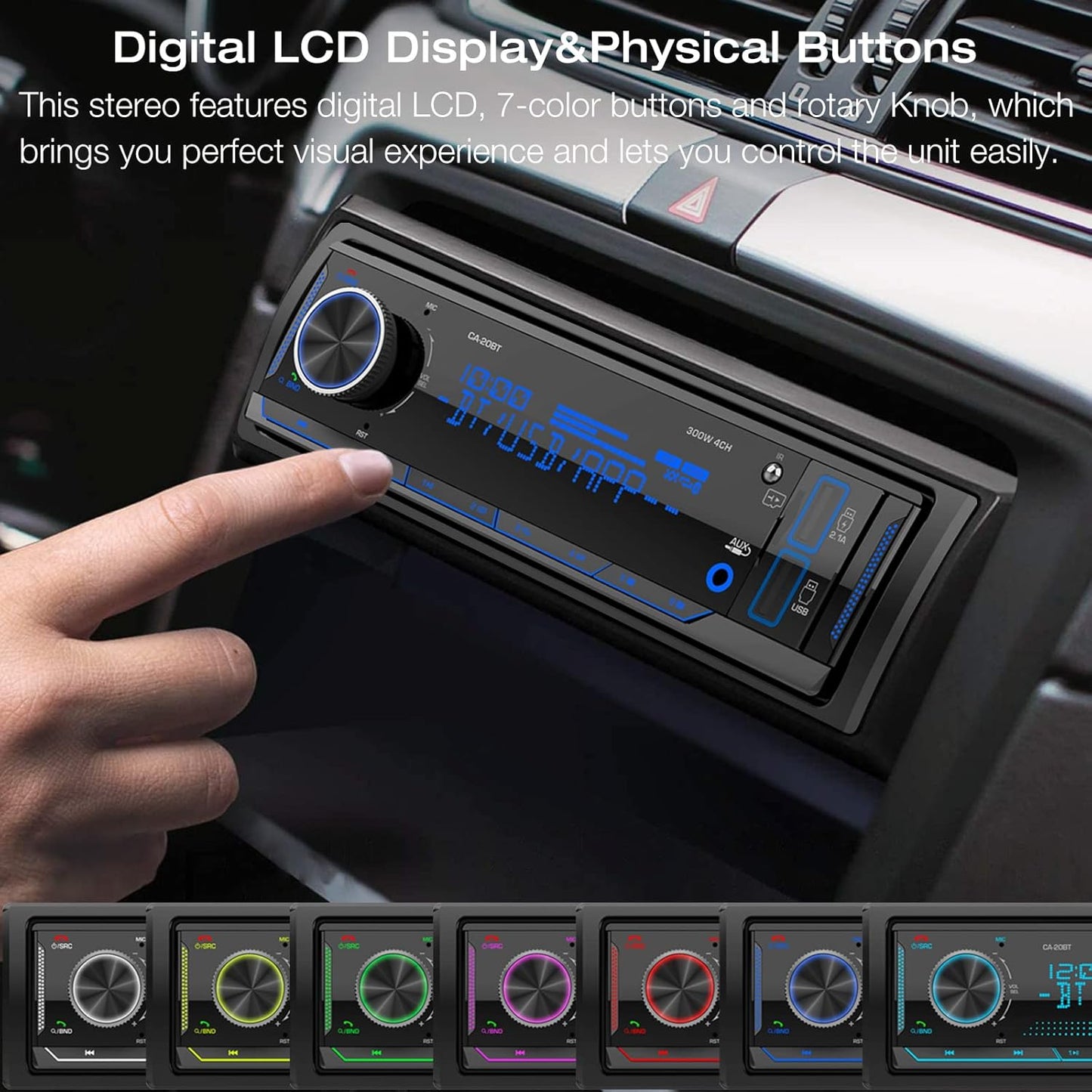DOVOX USB/SD/AUX/MP3 2.1A Single Din Stereo Marine Radio: Bluetooth Car Audio Receivers with Digital LCD Display | FM